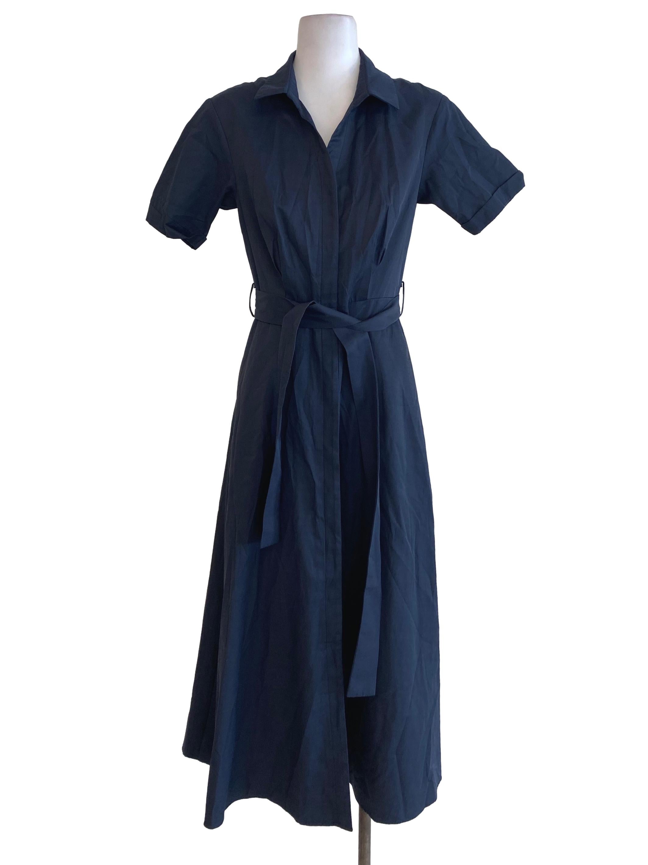 Navy Blue Button Down Dress LB