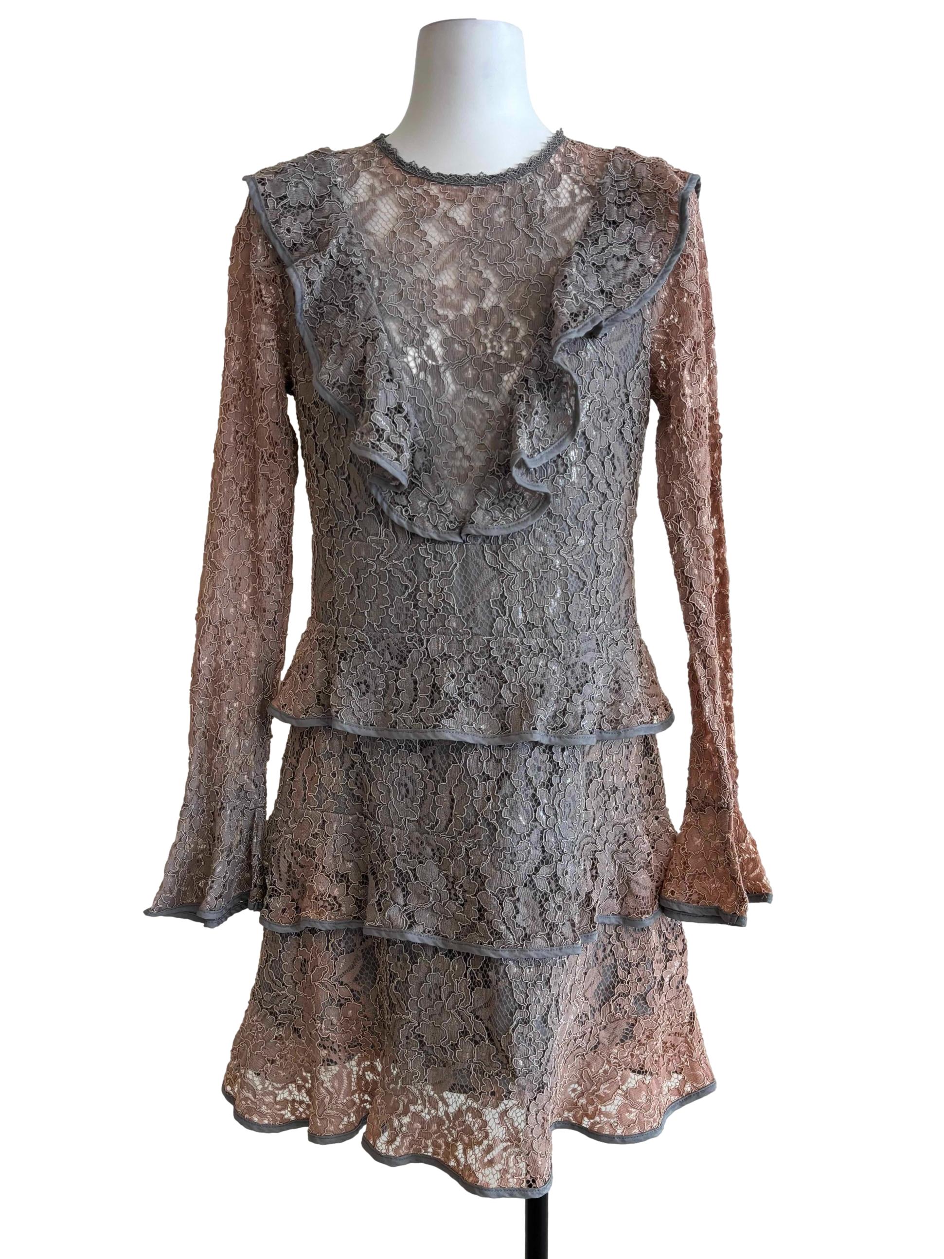 Toned Grey Layered Lace Dress