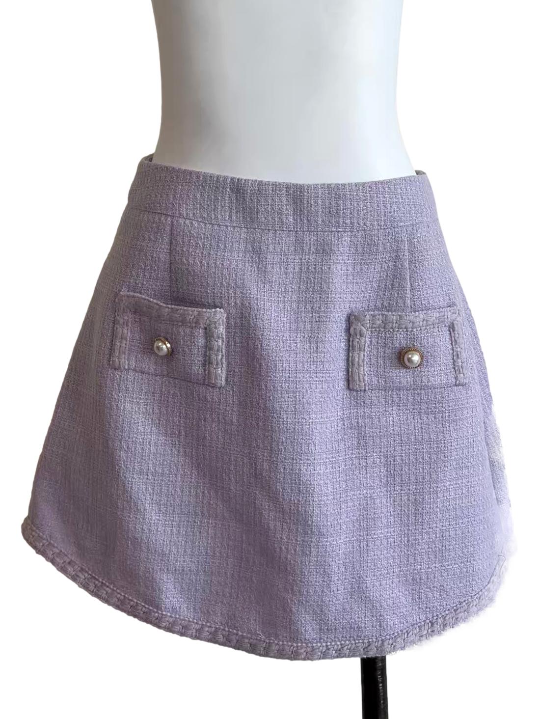 Periwinkle Purple Tweed Mini Skirt