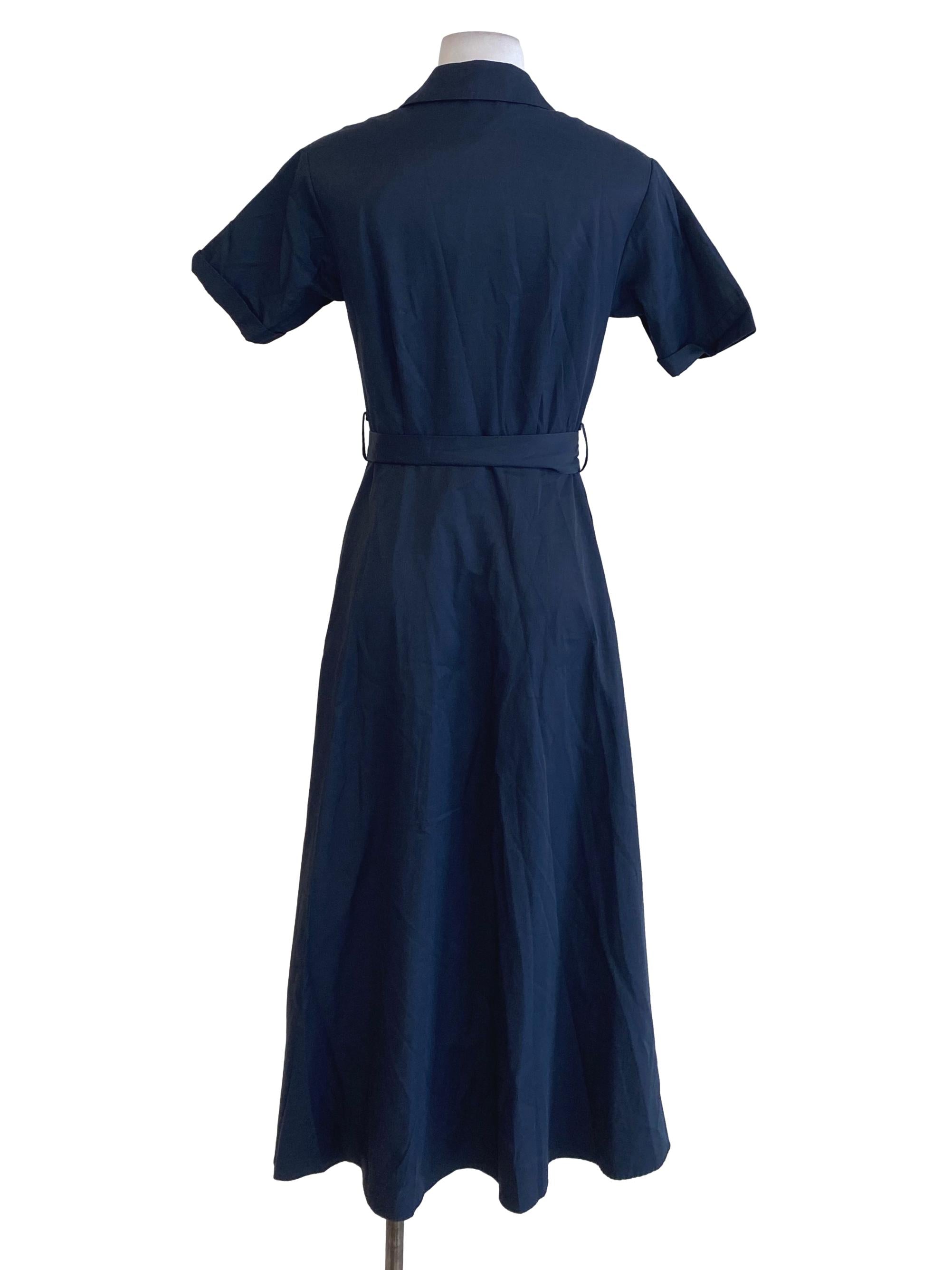 Navy Blue Button Down Dress LB