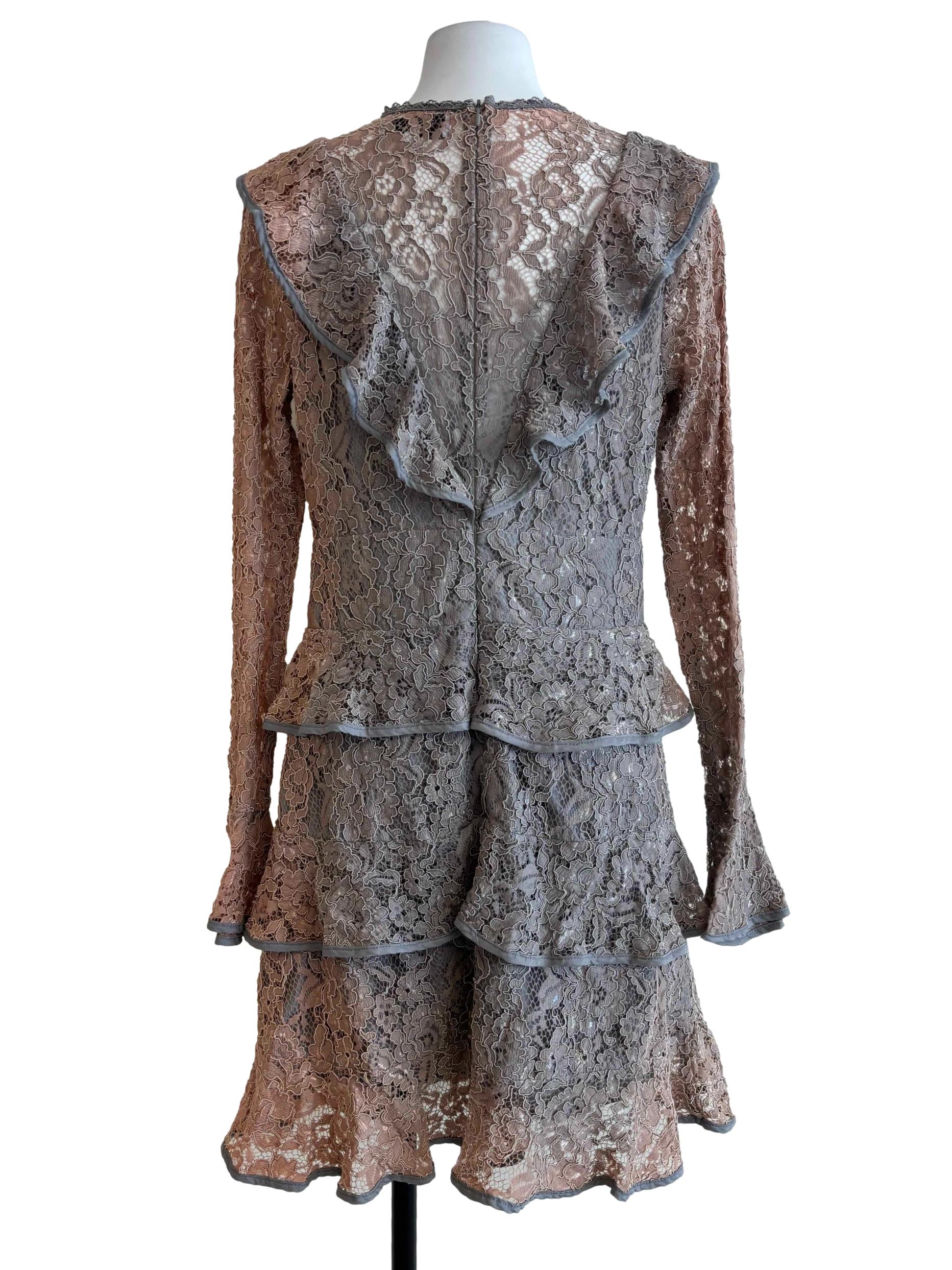 Toned Grey Layered Lace Dress