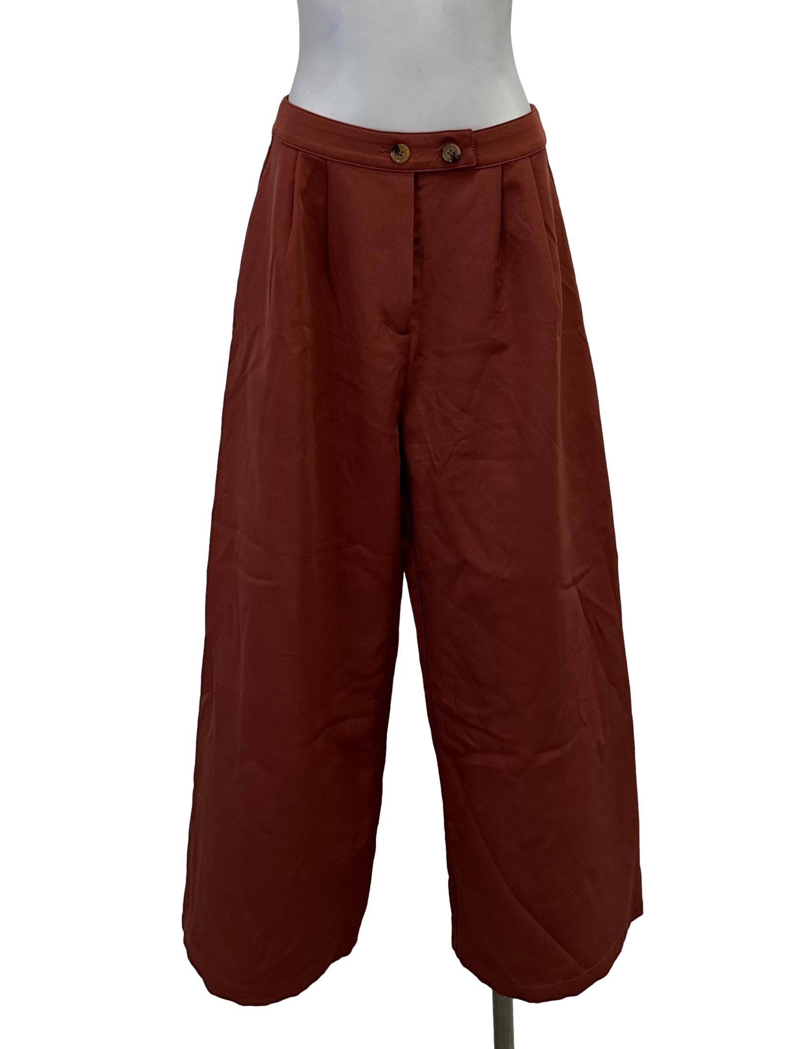 Dark Rose Red Wide Legged Pants