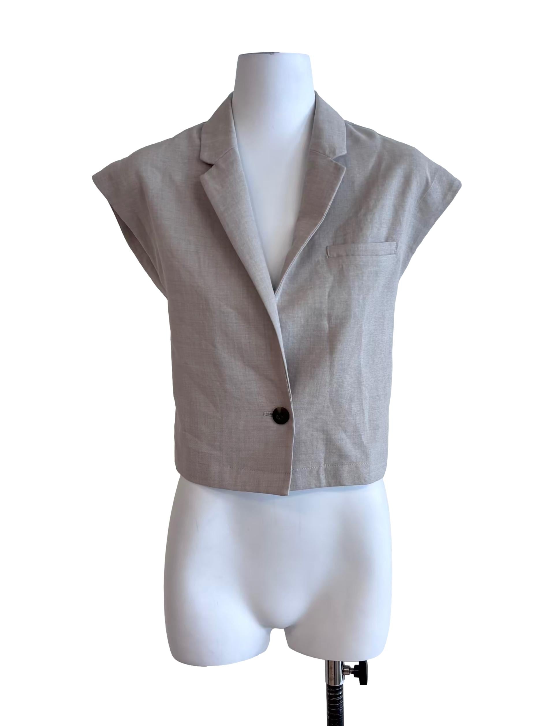 Bone Beige Cropped Vest