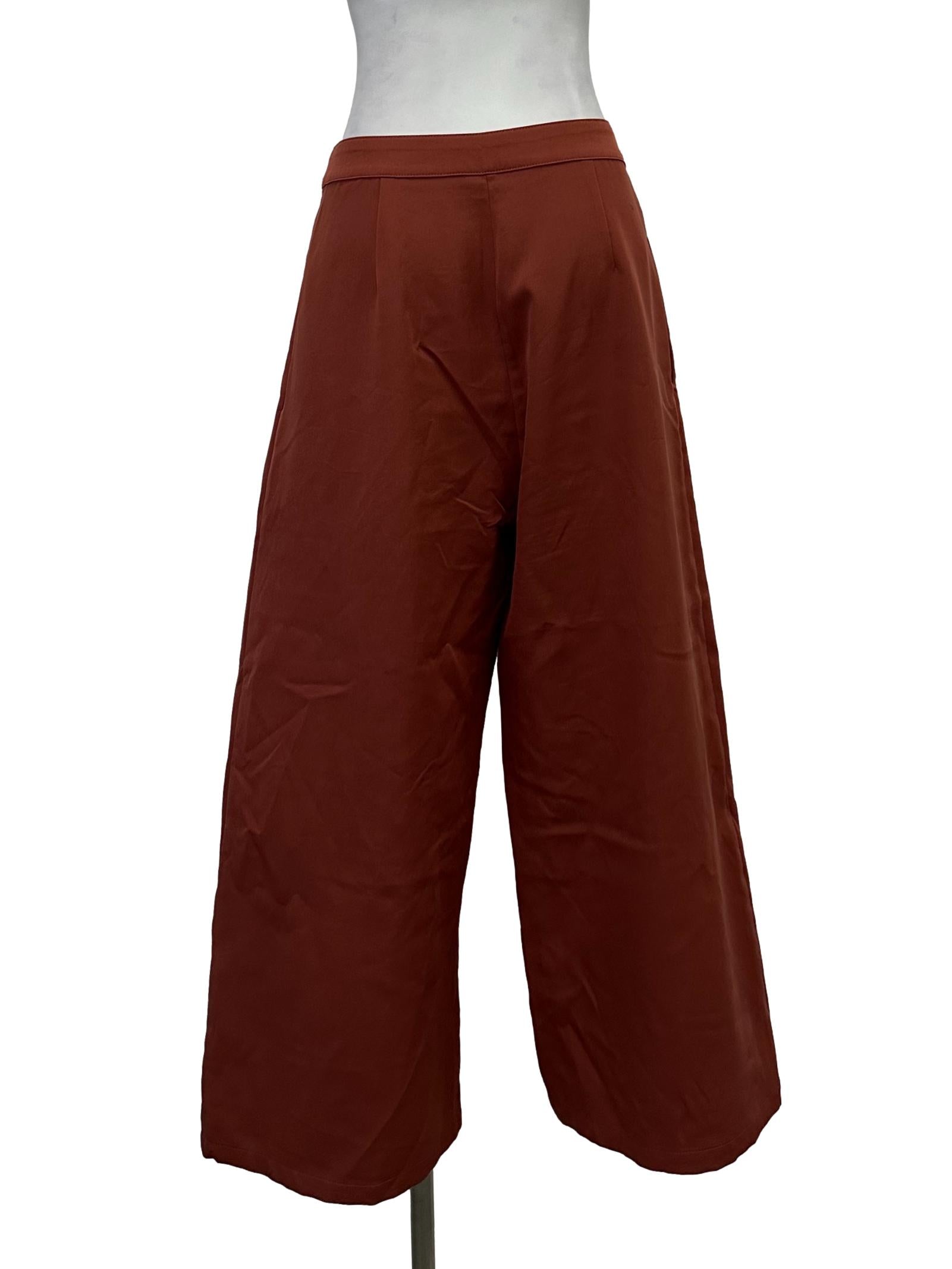 Dark Rose Red Wide Legged Pants