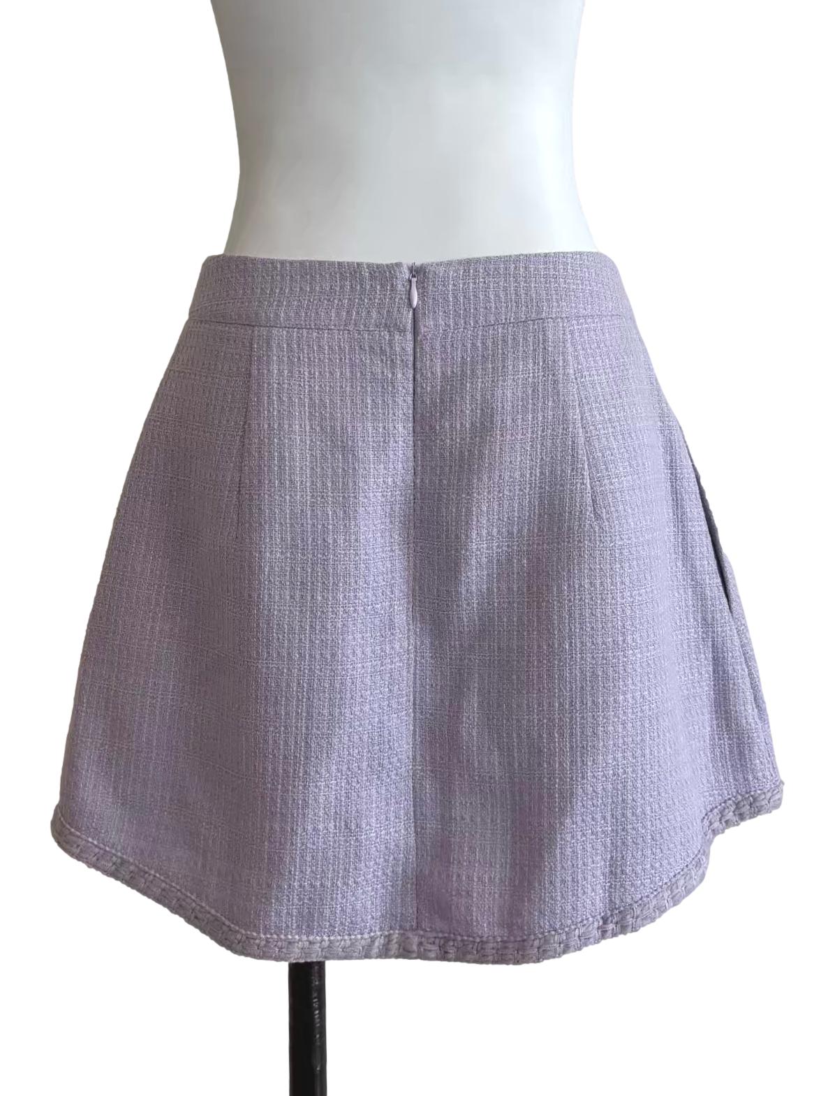 Periwinkle Purple Tweed Mini Skirt