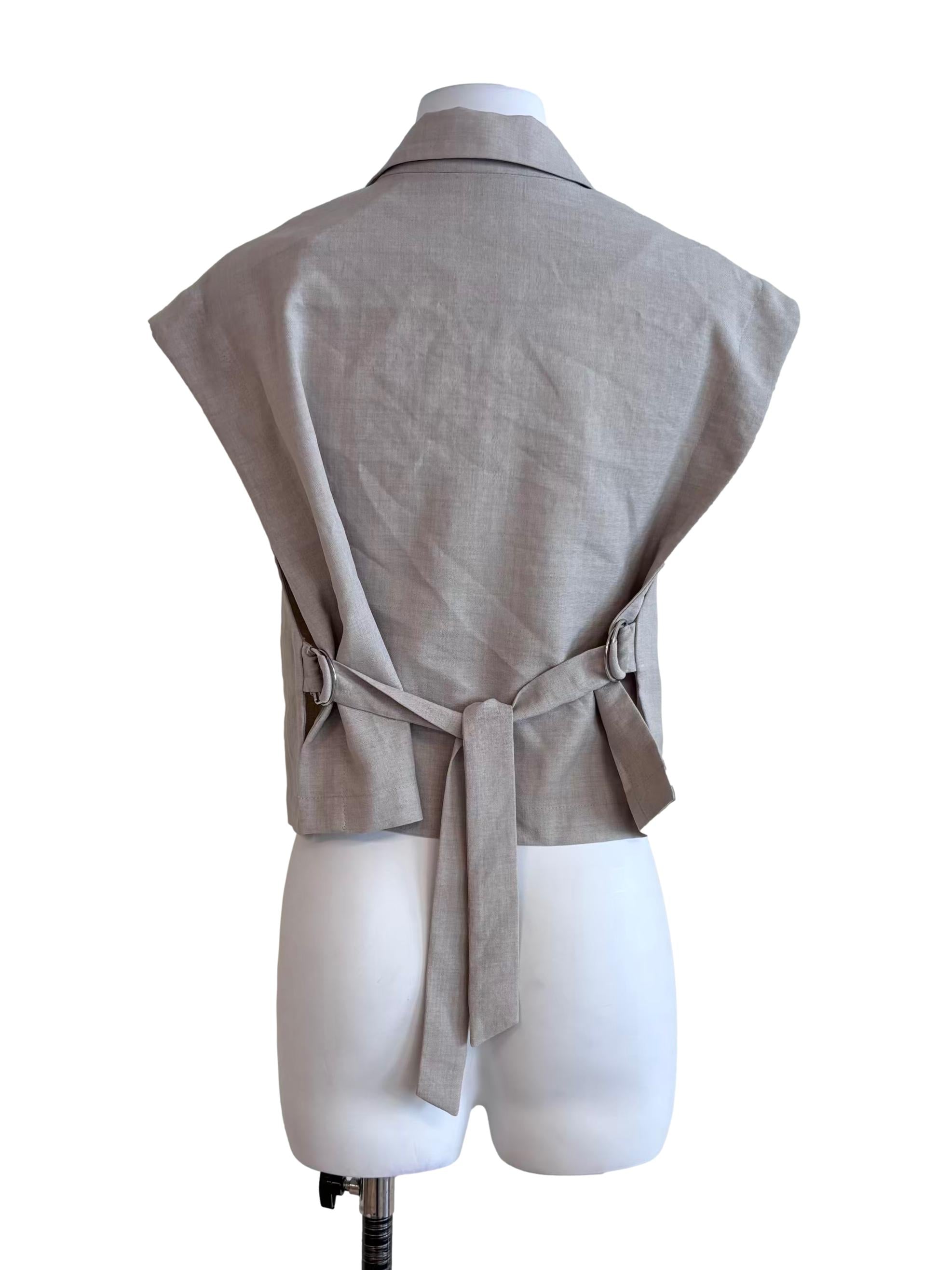 Bone Beige Cropped Vest