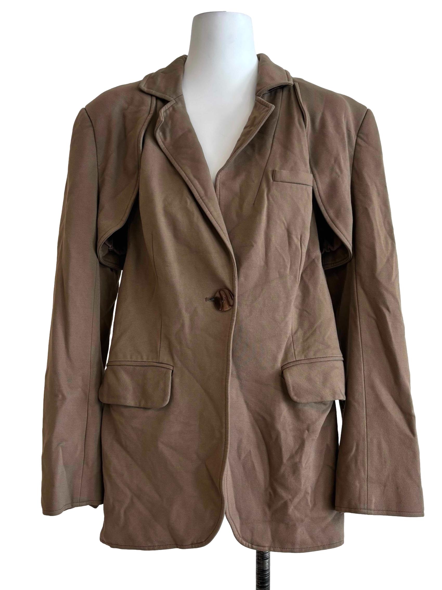 Tan Brown Back Cut Out Blazer