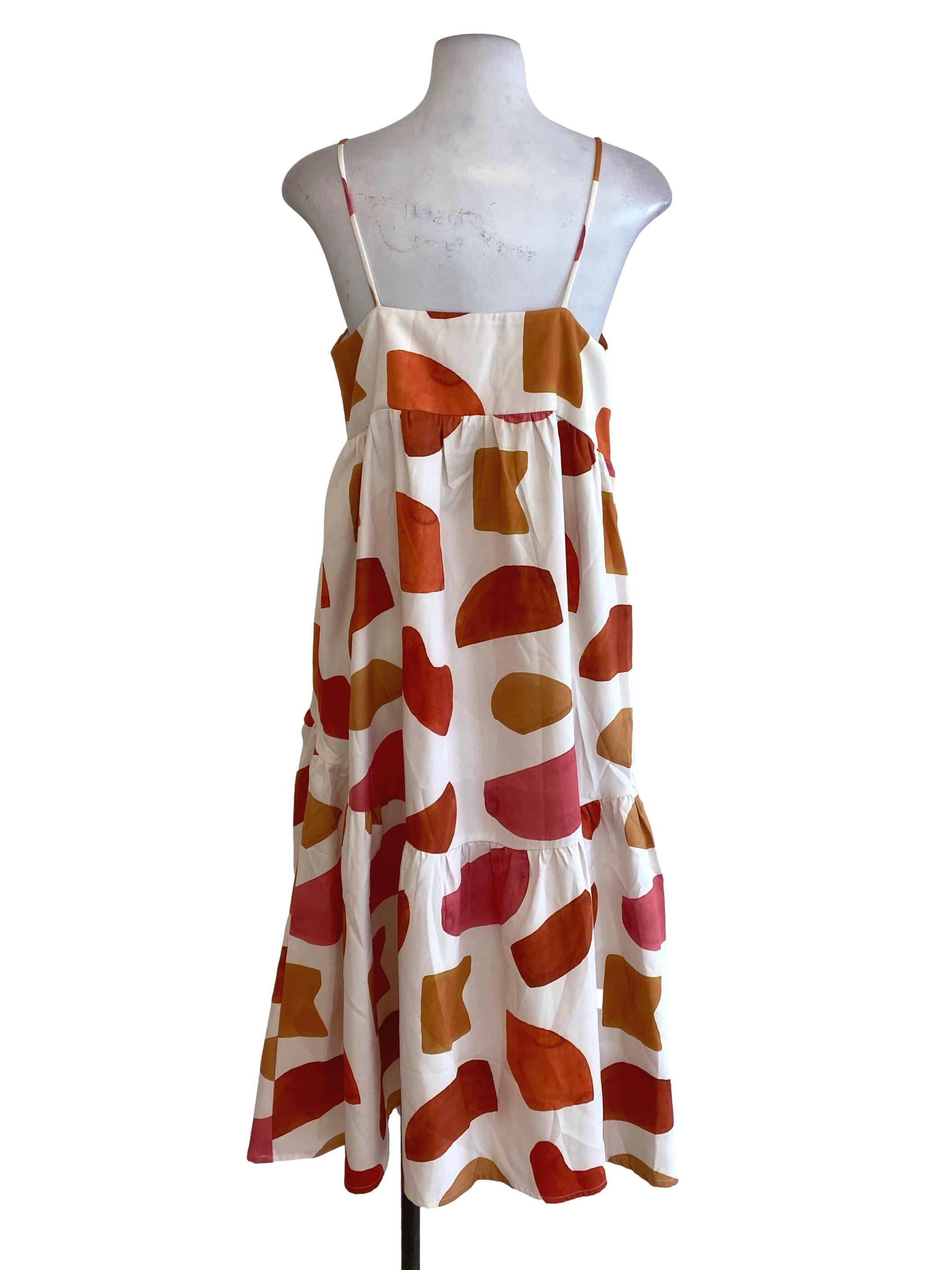 White Orange Pink Abstract Dress