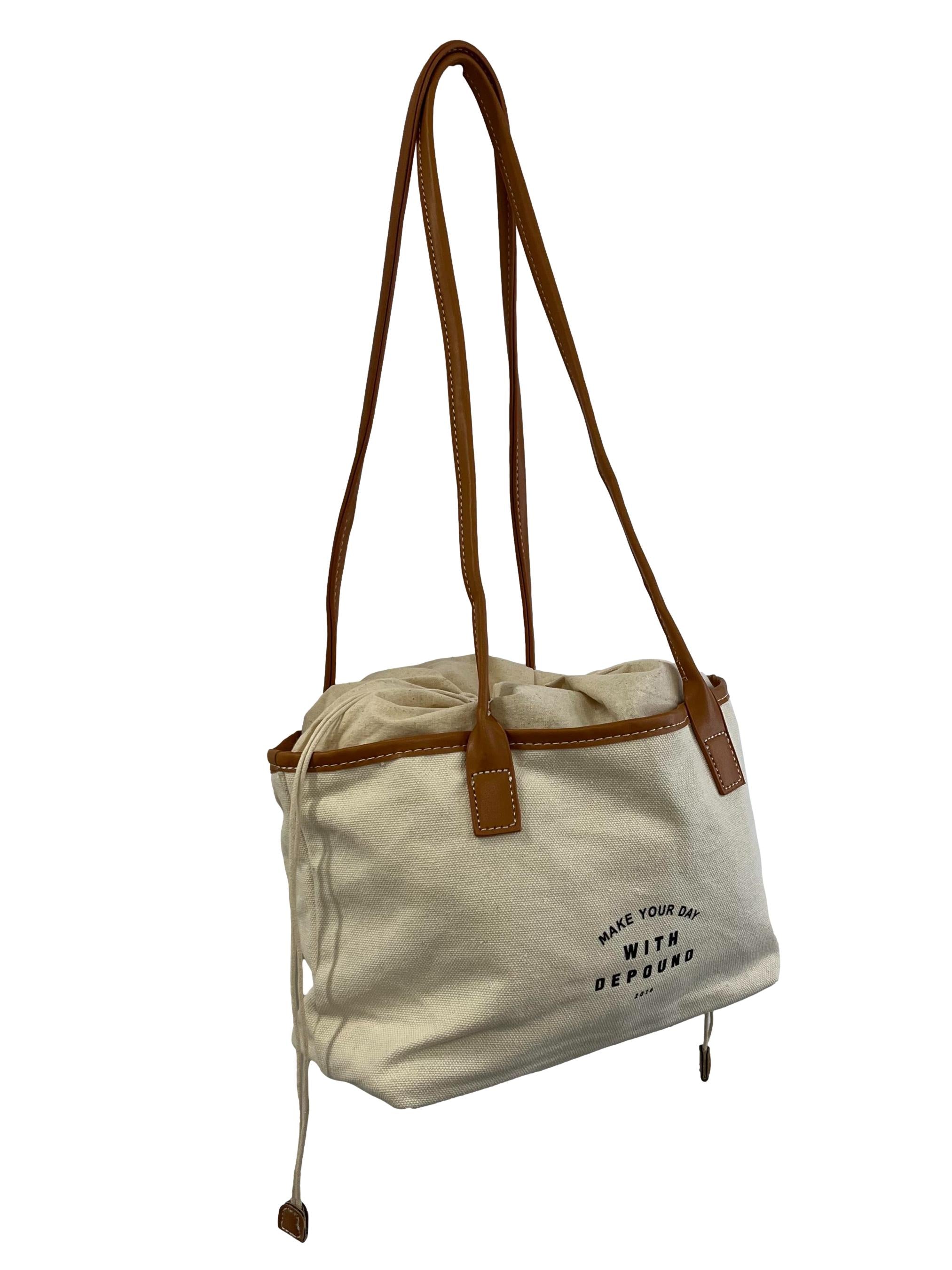 Cream Canvas Bucket Bag