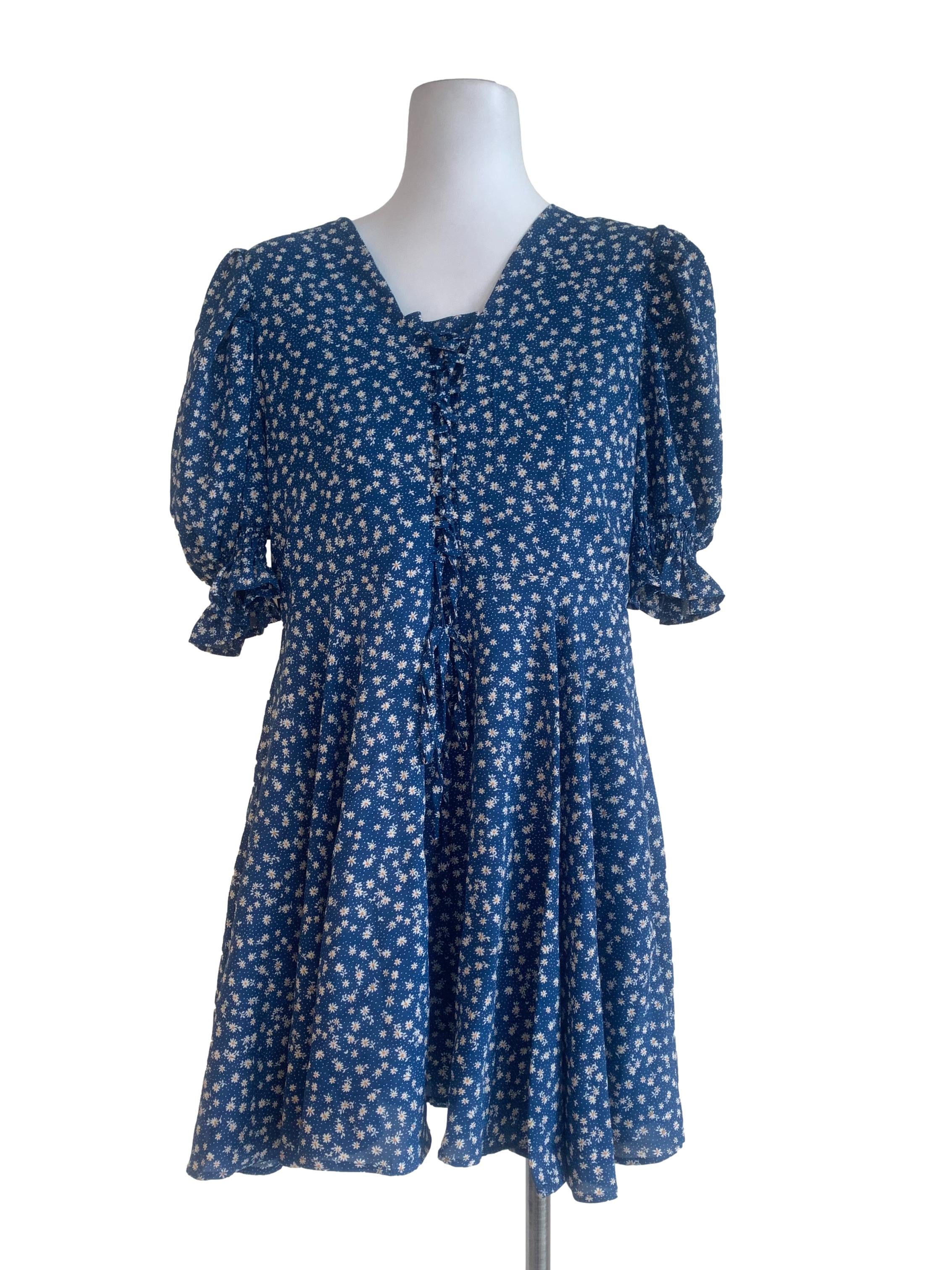 Azure Blue Flower Patterned Dress