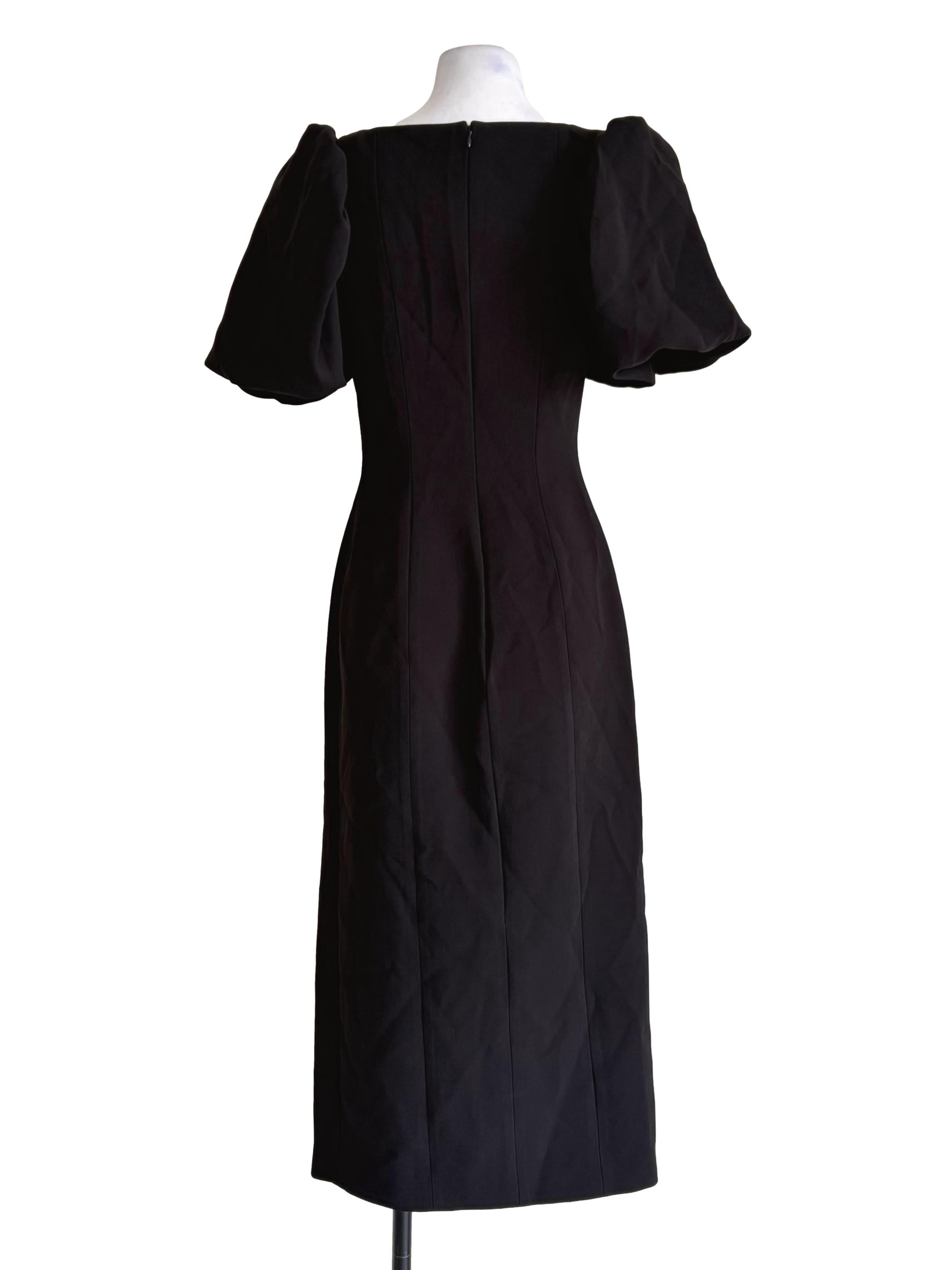 Raven Black Puffy Sleeve Bodycon Dress