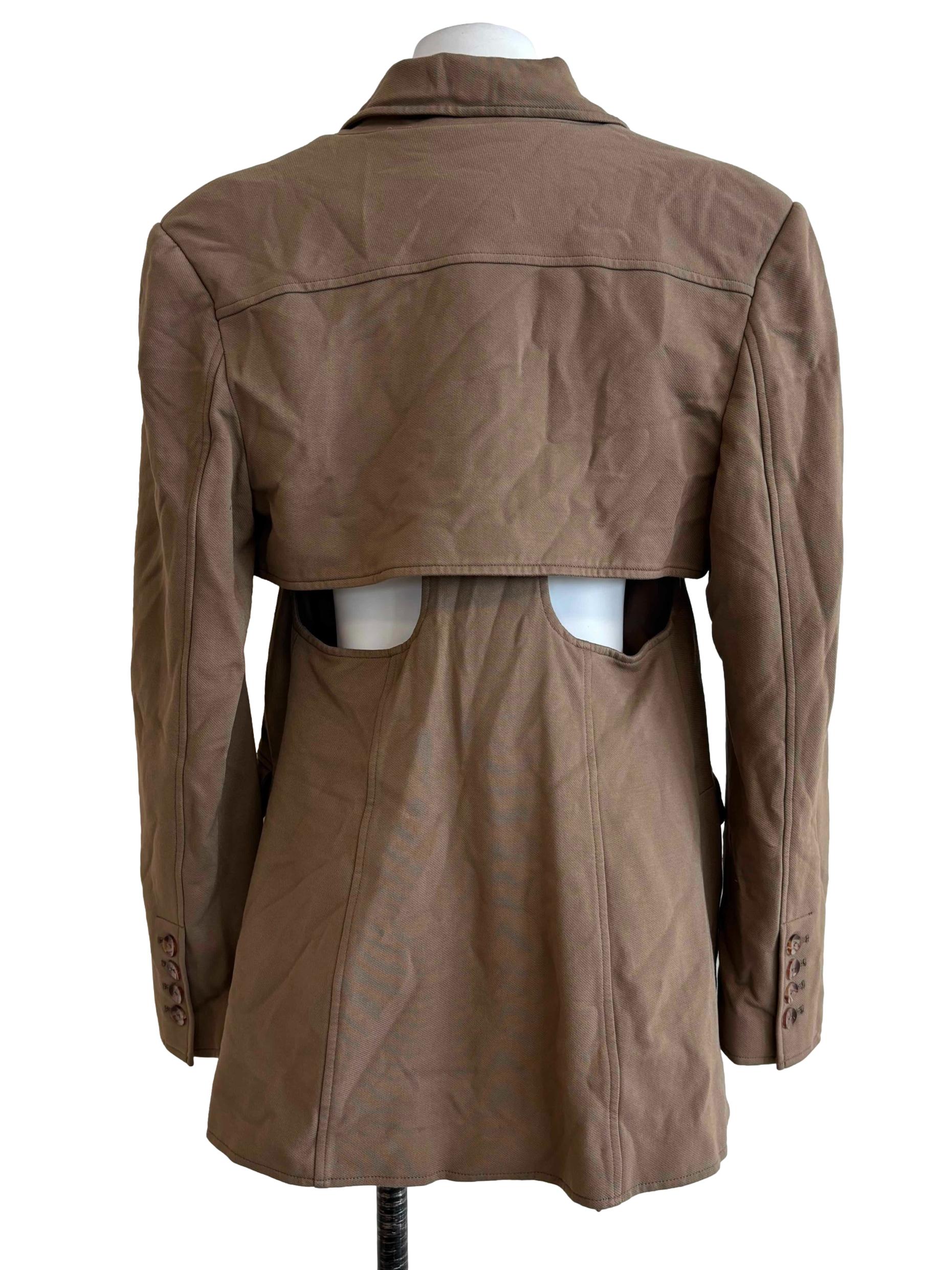 Tan Brown Back Cut Out Blazer