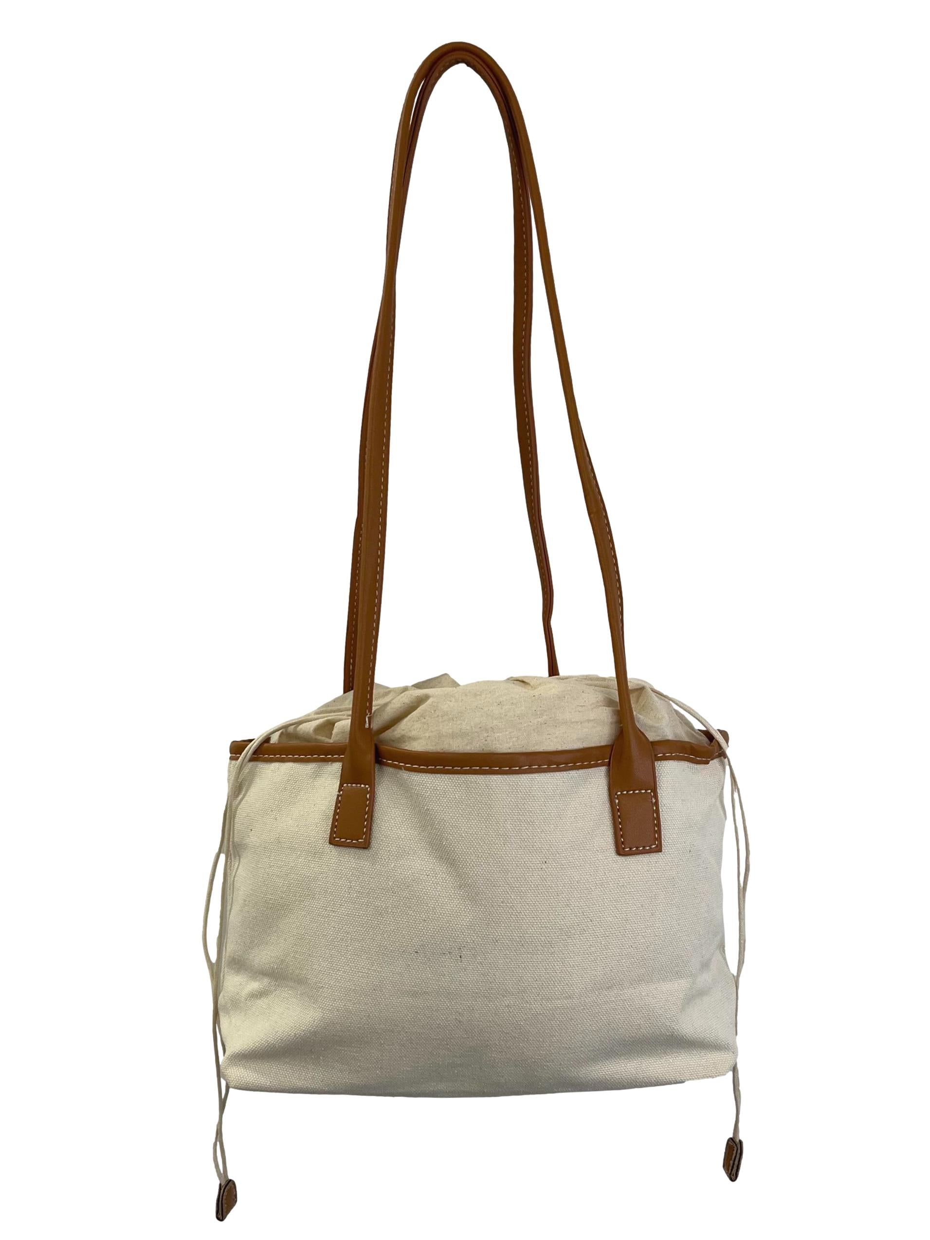 Cream Canvas Bucket Bag