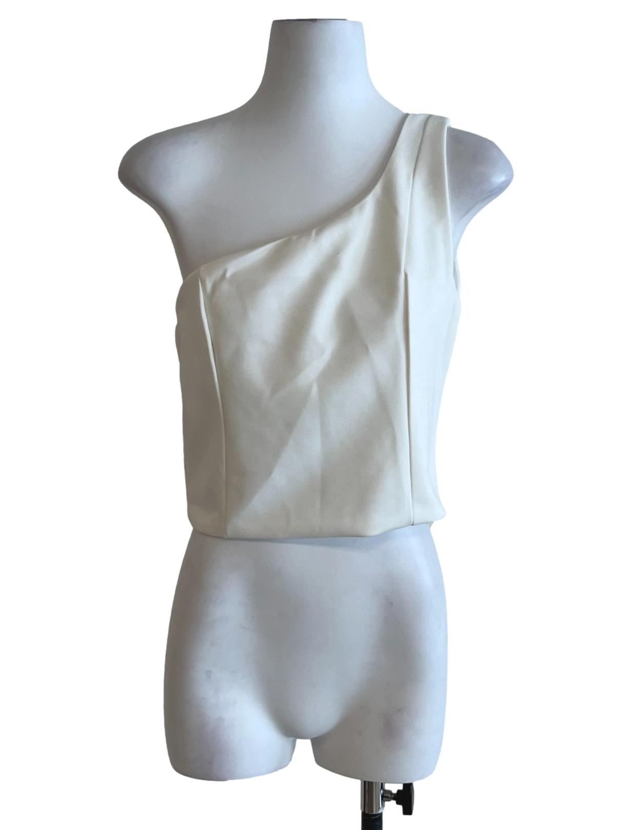 White Asymmetrical Neckline Top