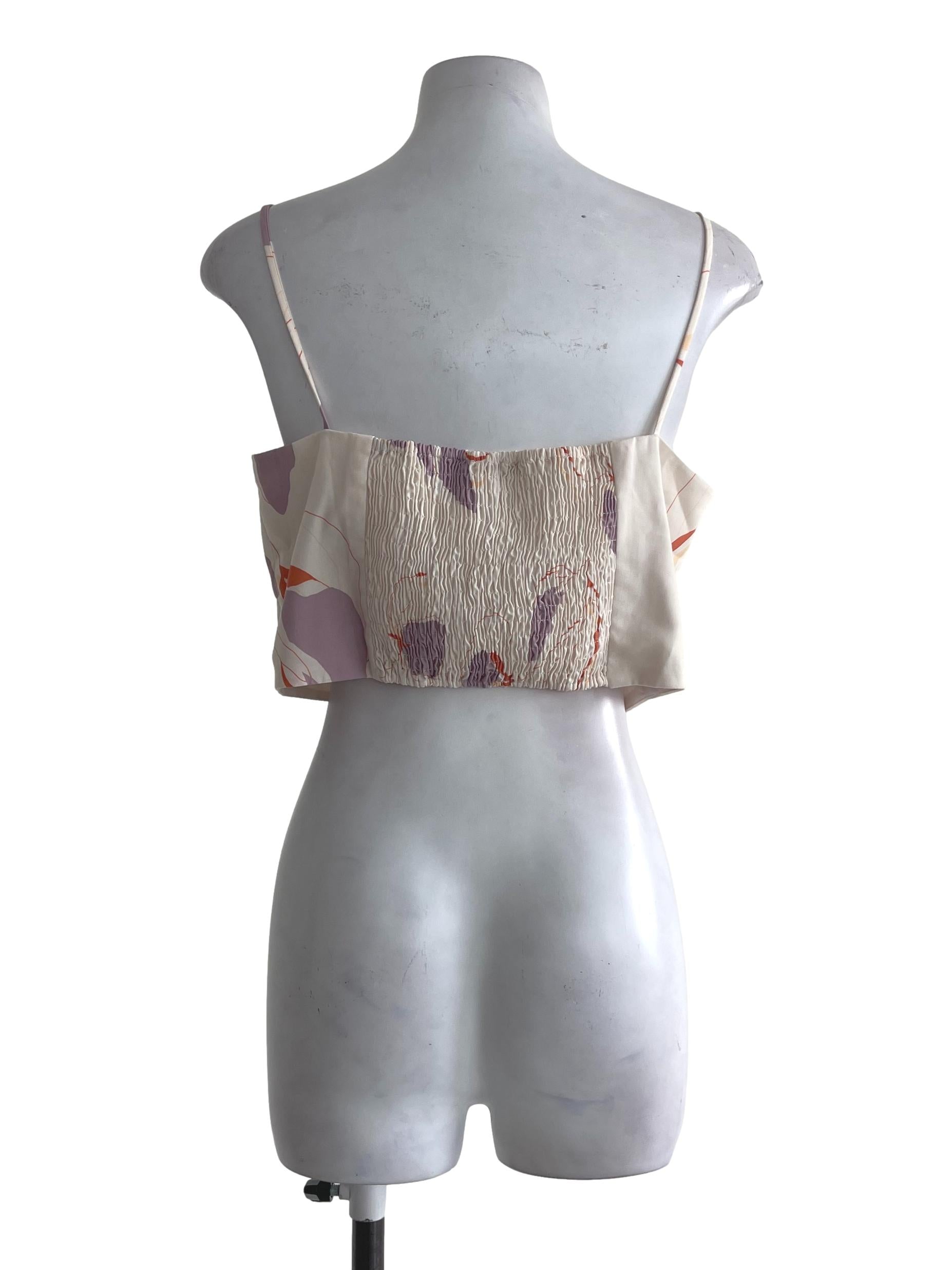 Cream Printed  Crop Top LB