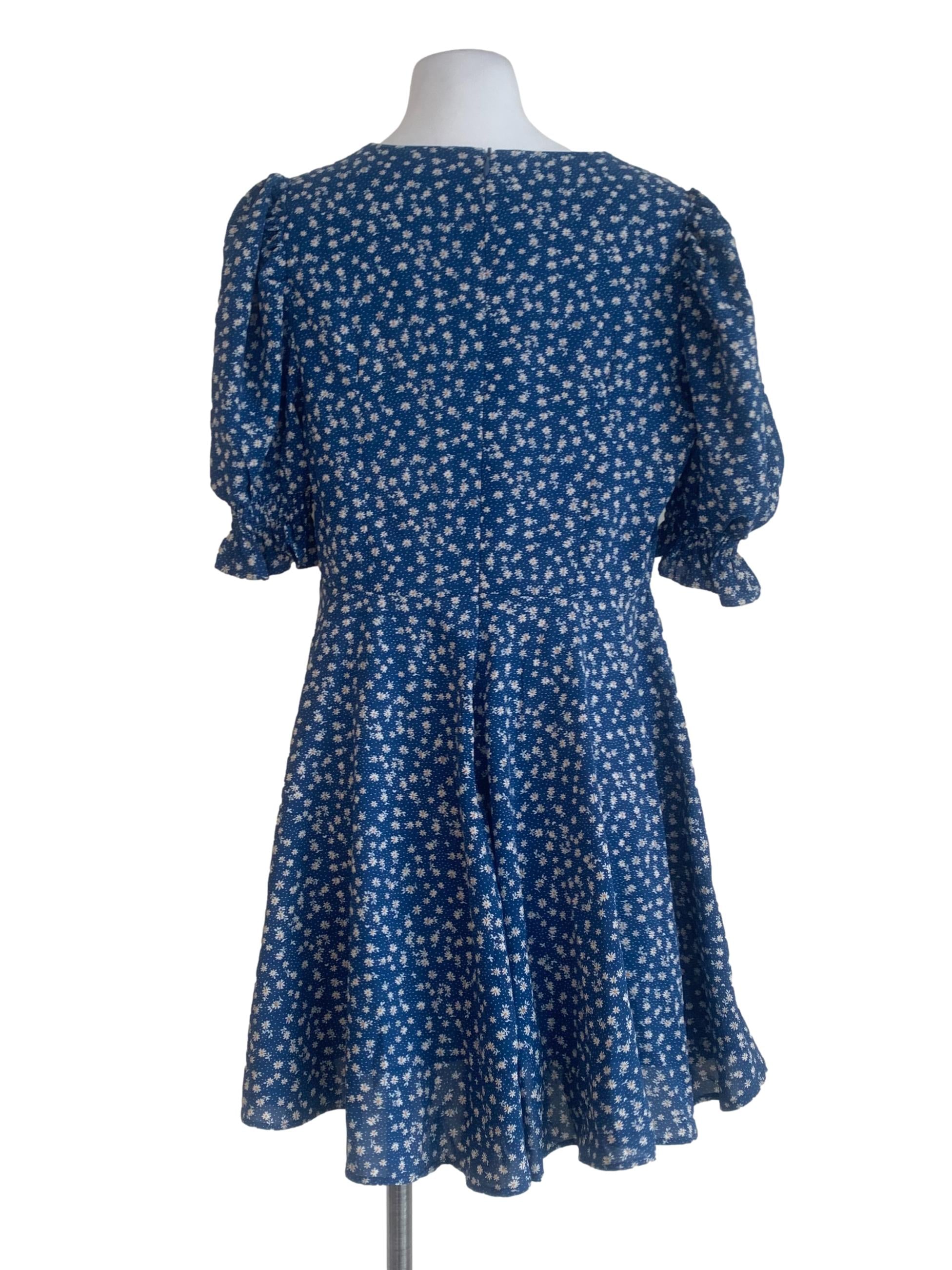 Azure Blue Flower Patterned Dress