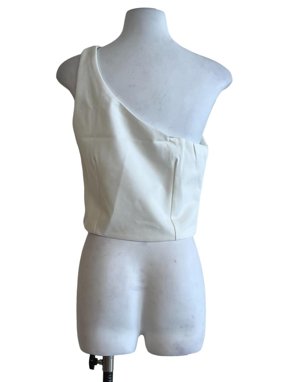 White Asymmetrical Neckline Top