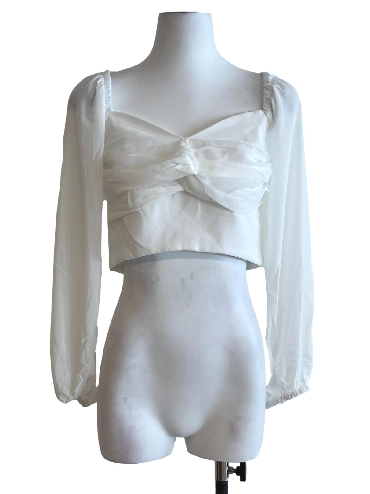 White Sweetheart Neckline Blouse