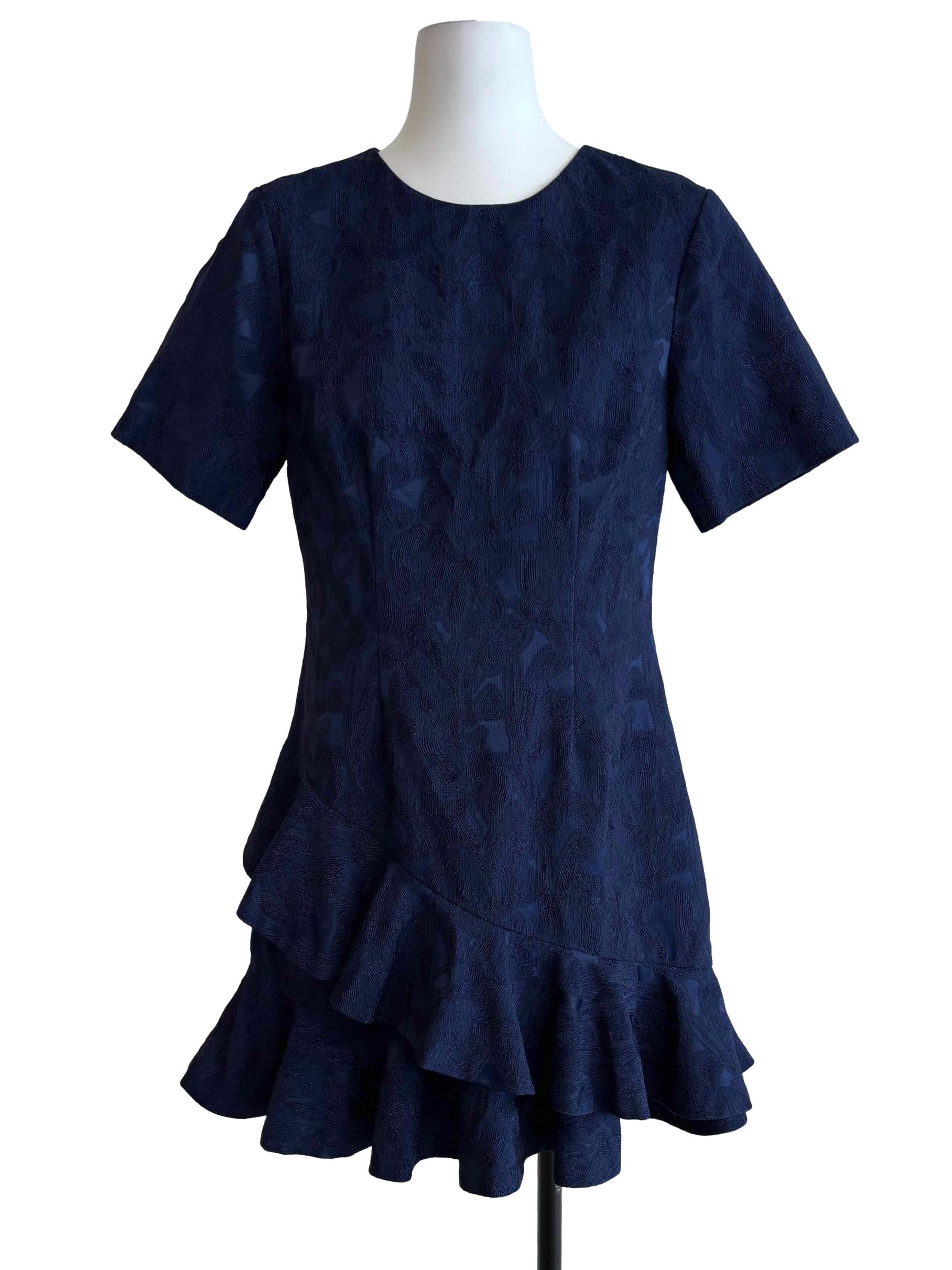 Navy Blue Mini Ruffle Dress