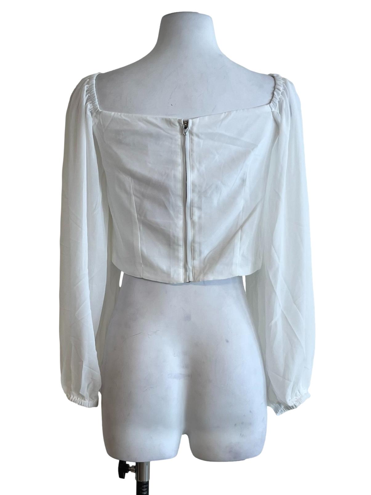 White Sweetheart Neckline Blouse