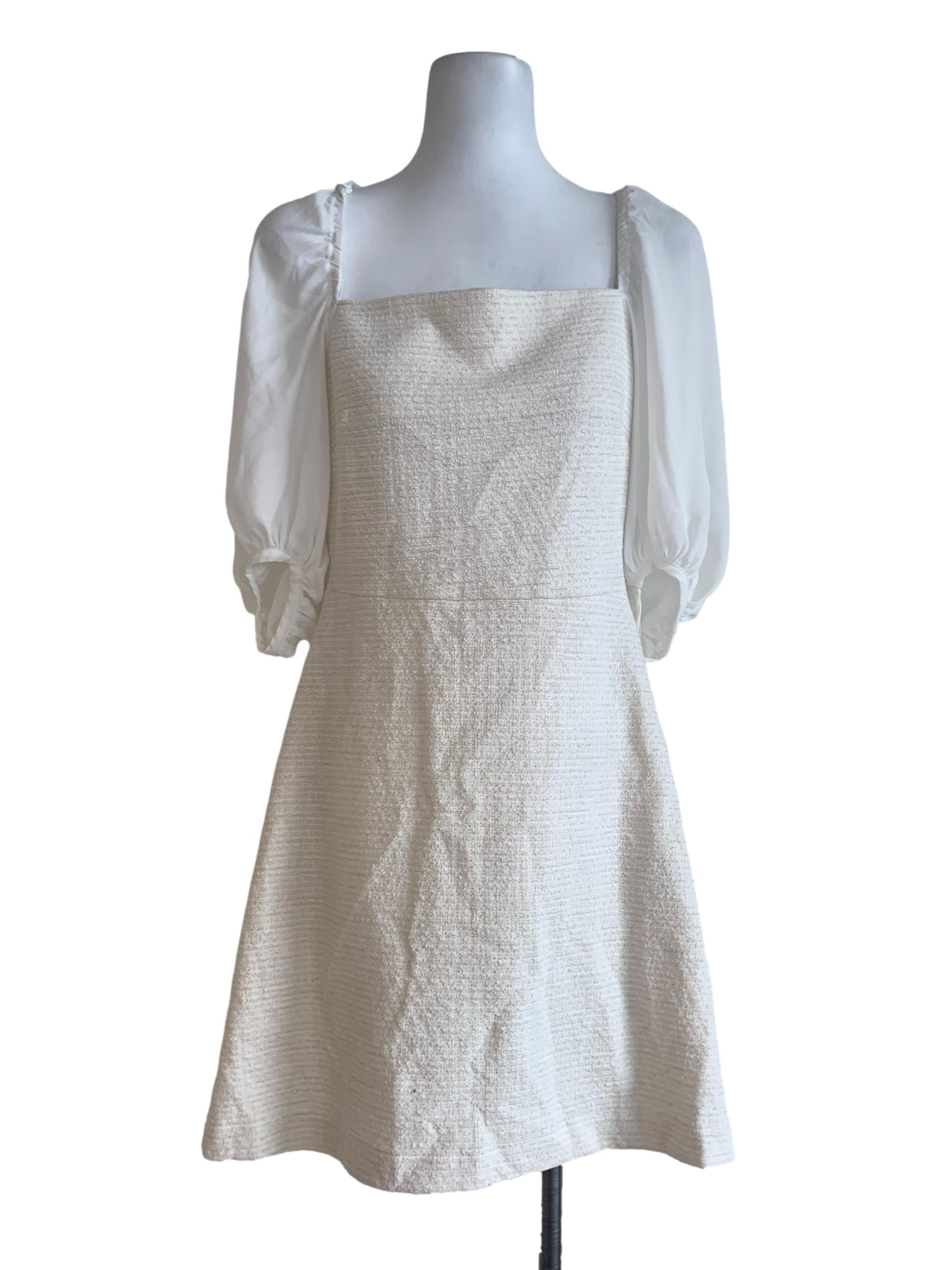 White Jerset Tweed Dress