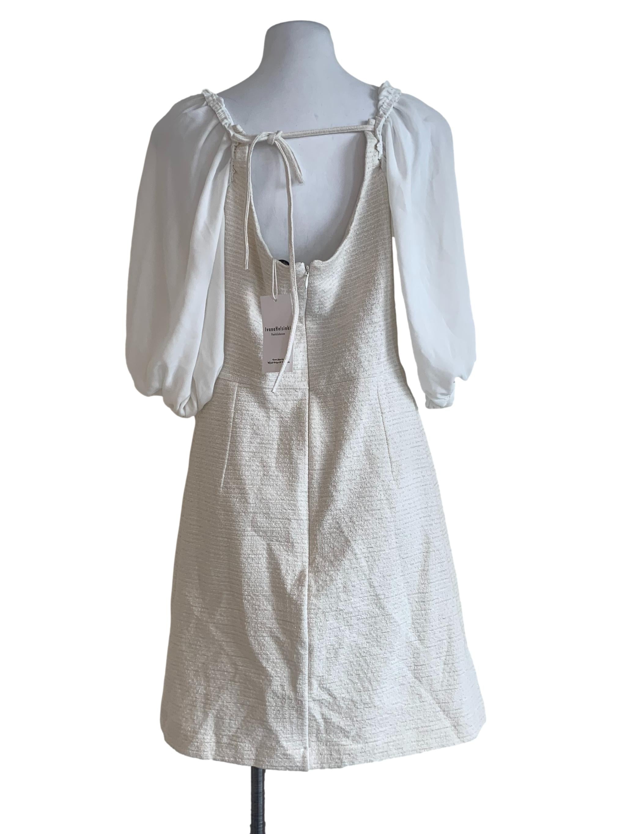 White Jerset Tweed Dress