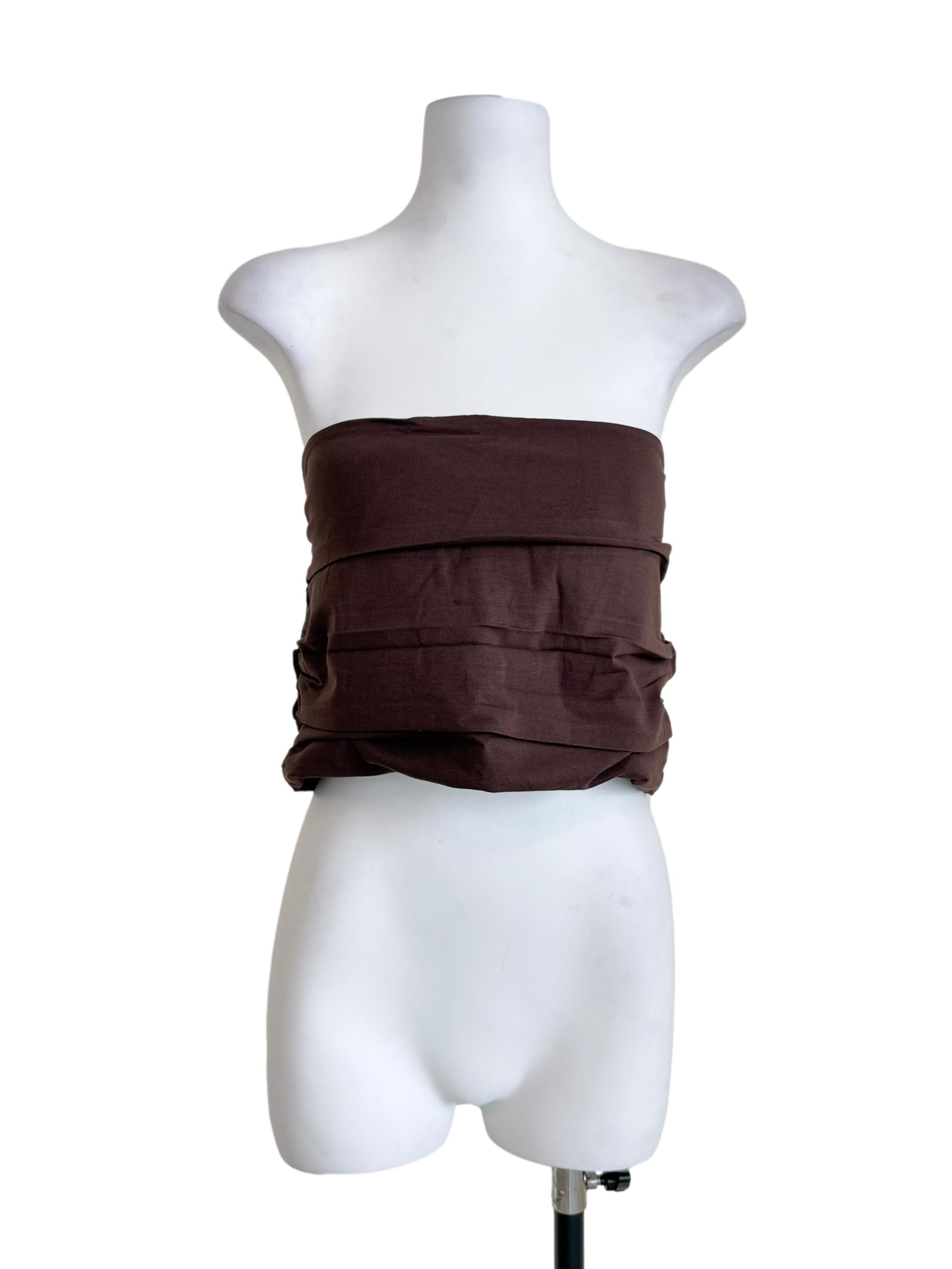 Brown Ines Ruched Tube Padded Top TTR