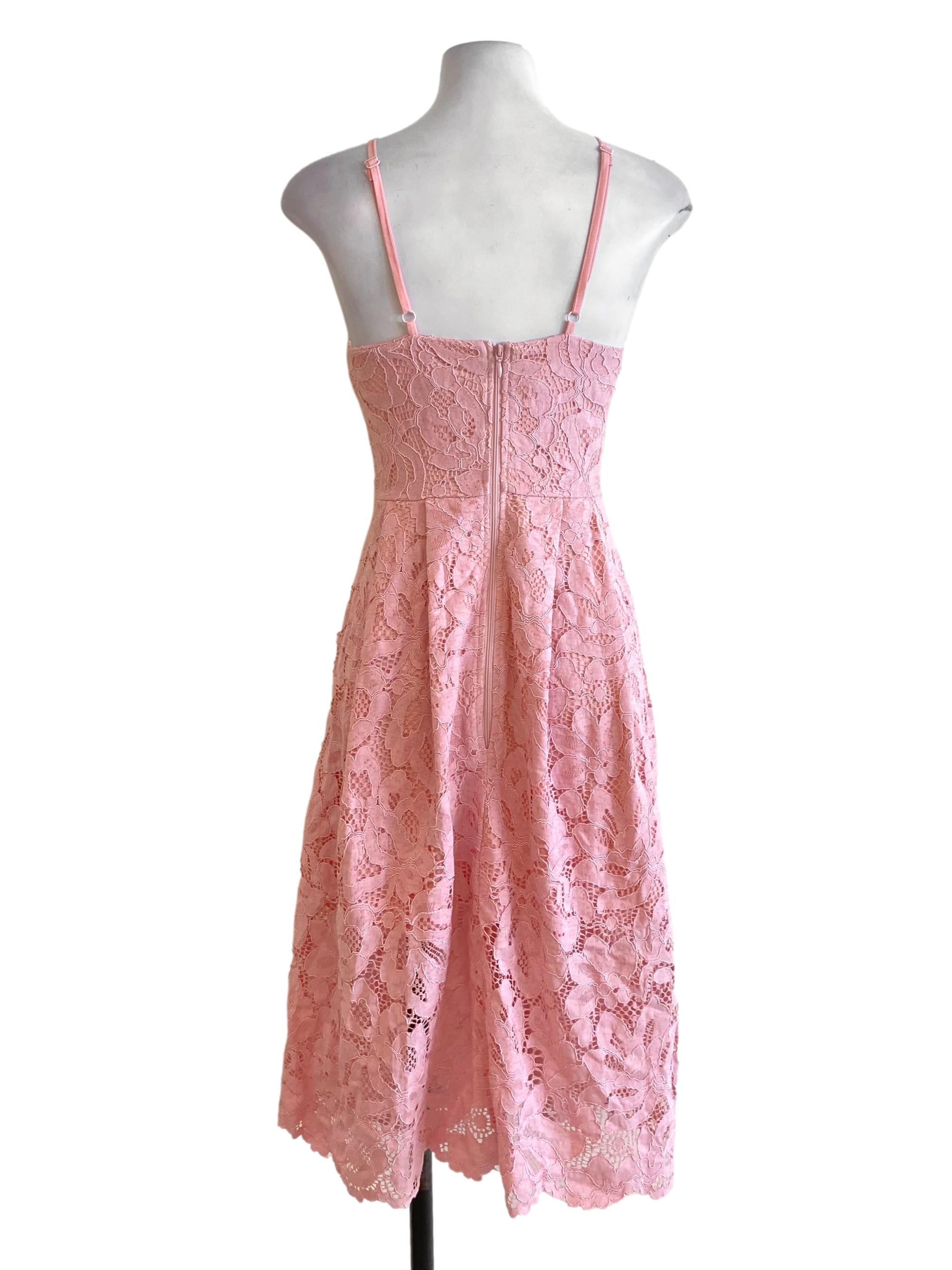 Pink Laced A-Line Dress