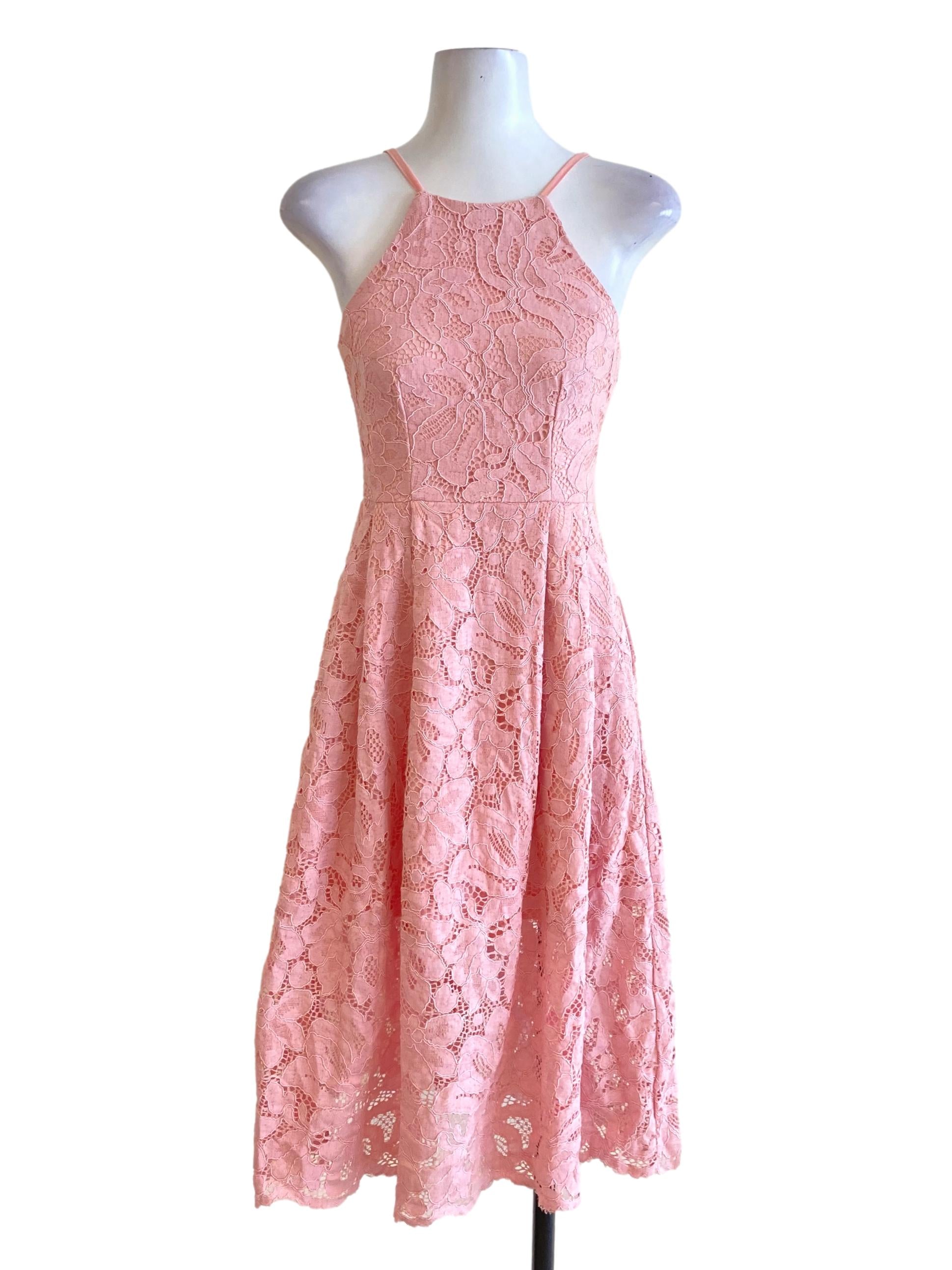 Pink Laced A-Line Dress