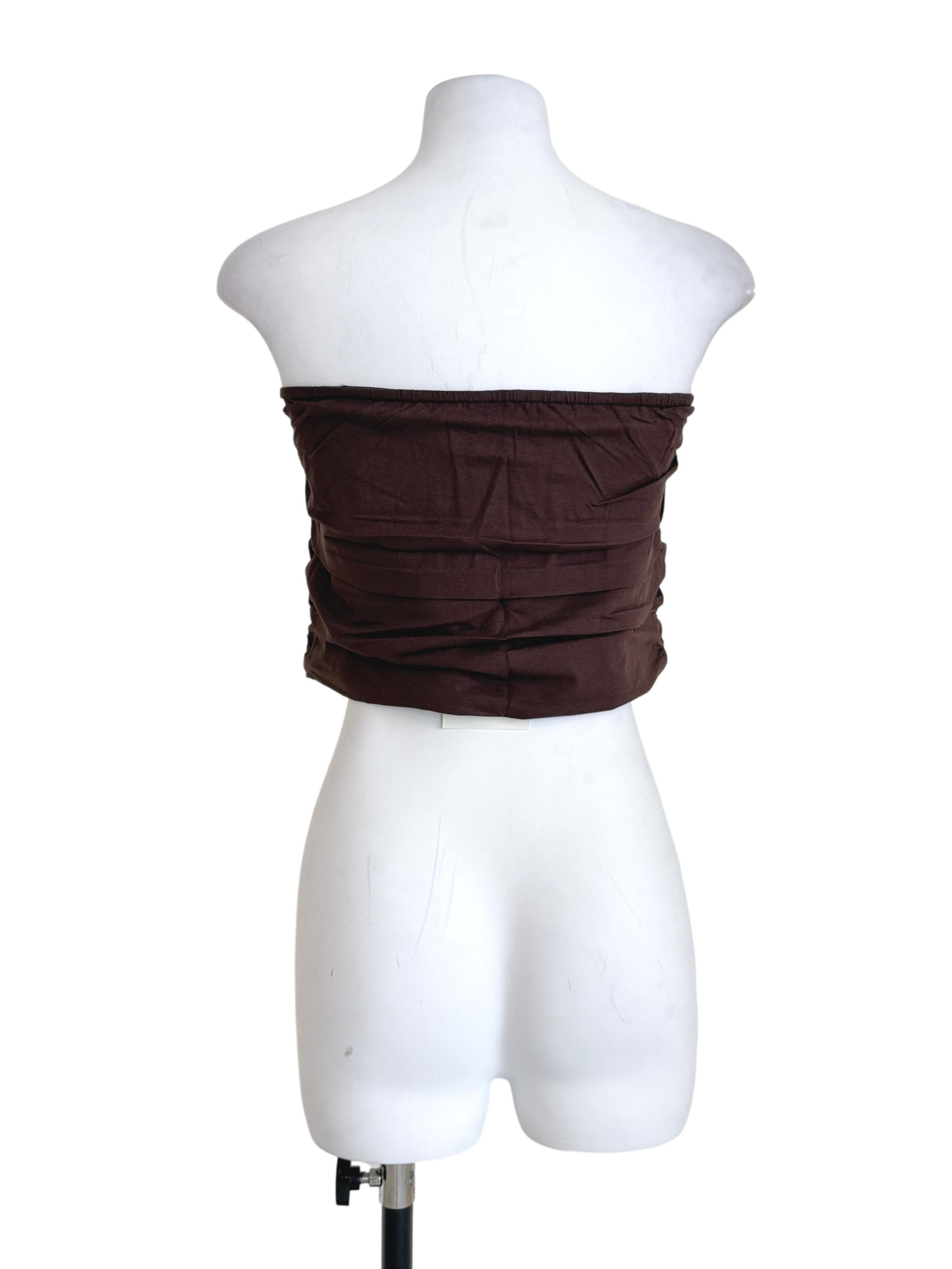 Brown Ines Ruched Tube Padded Top TTR