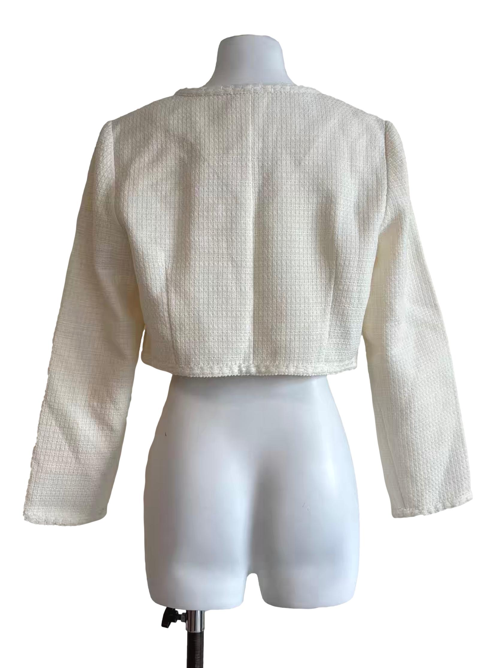 Cream Pearl Button Tweed Jacket