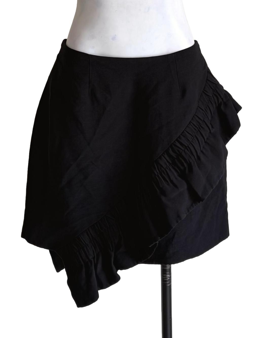 Crow Black Asymmetrical Flutter Design Skirt