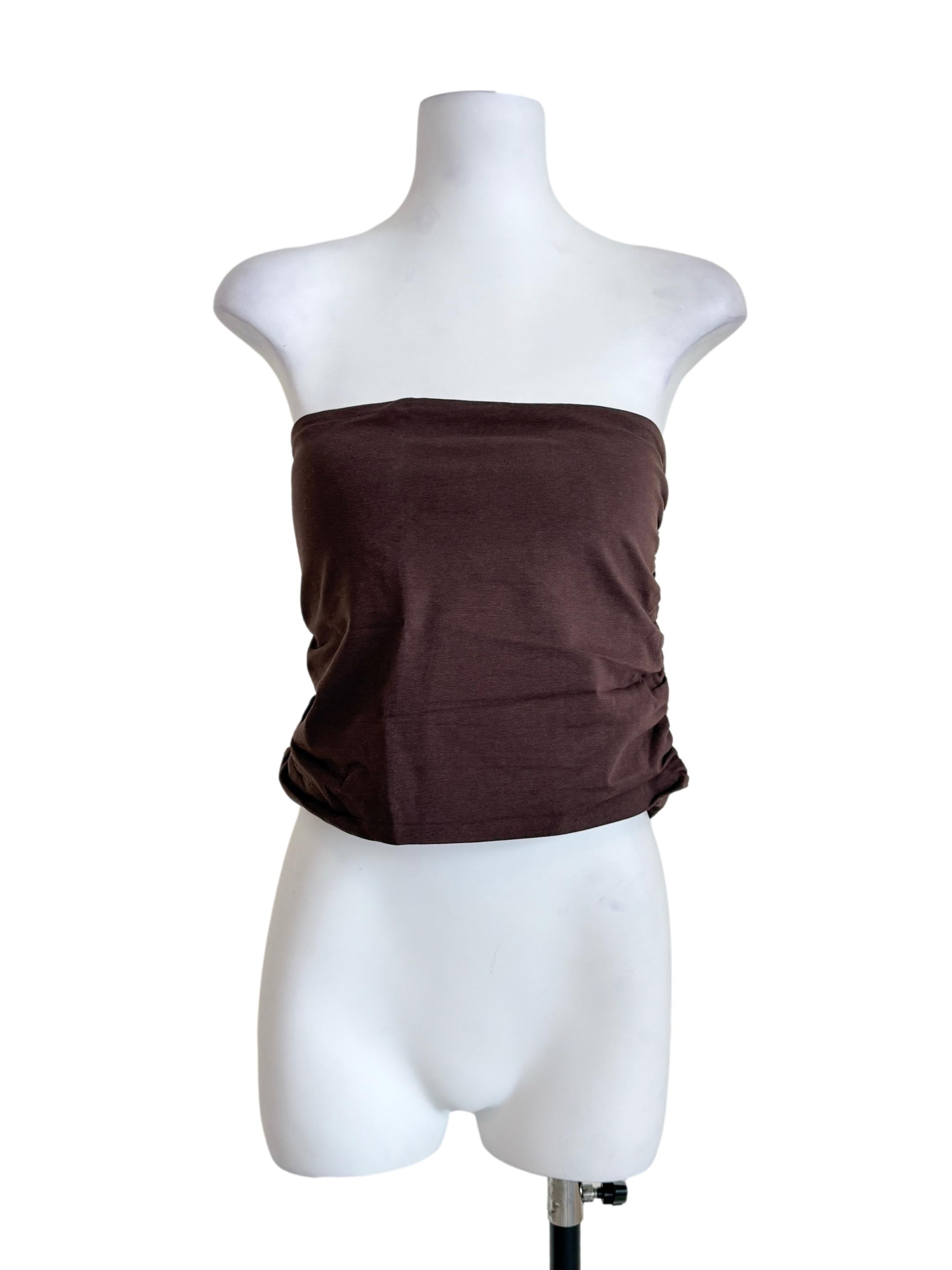 Brown Ines Ruched Tube Padded Top TTR
