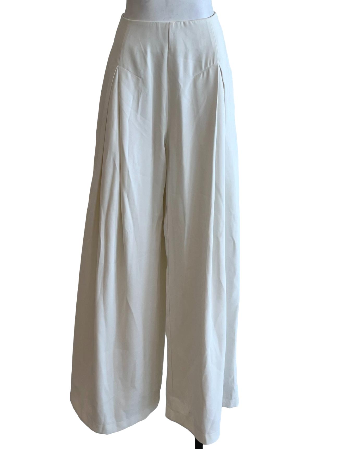 White High-Waisted Formal Pants