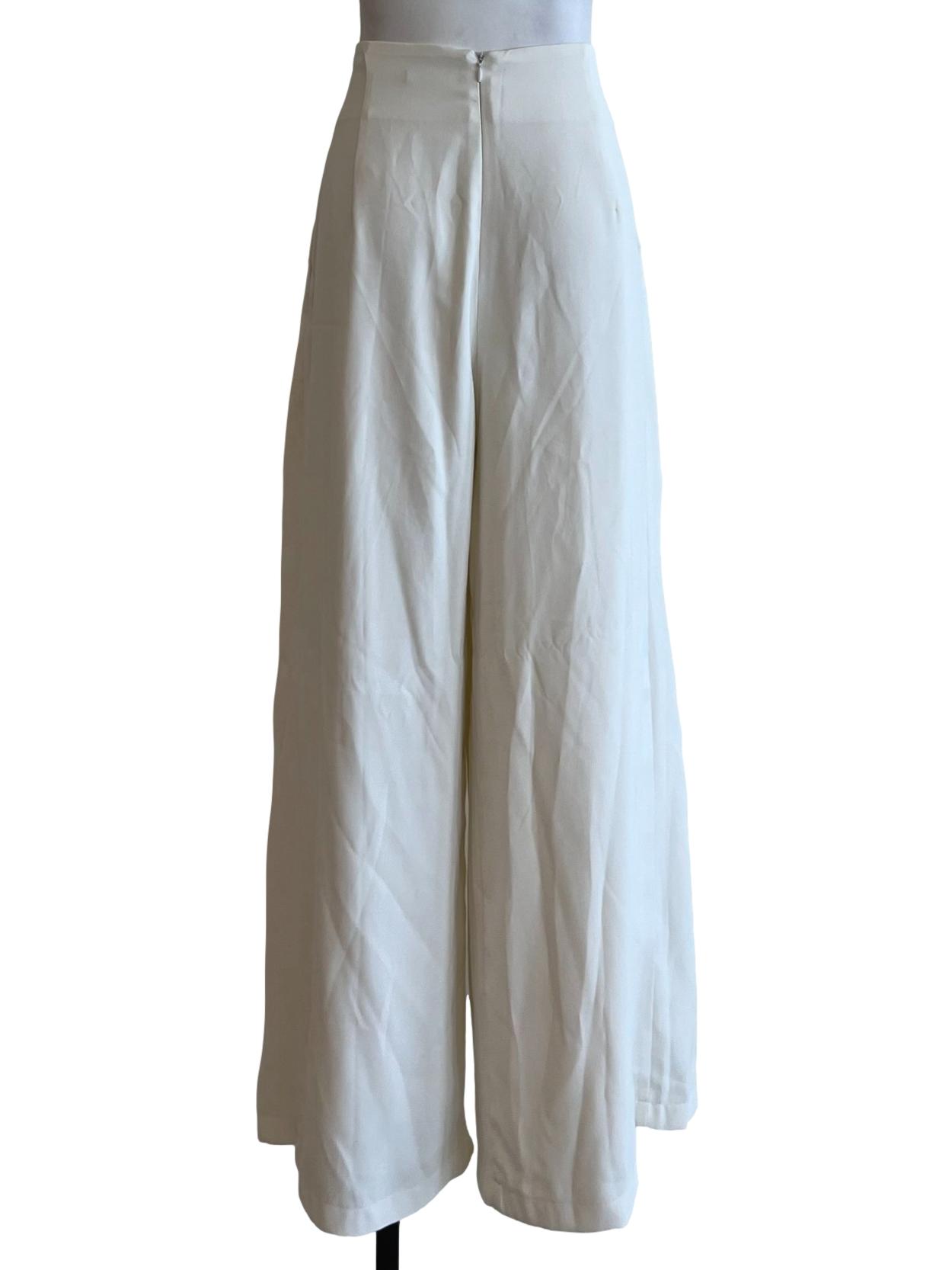 White High-Waisted Formal Pants