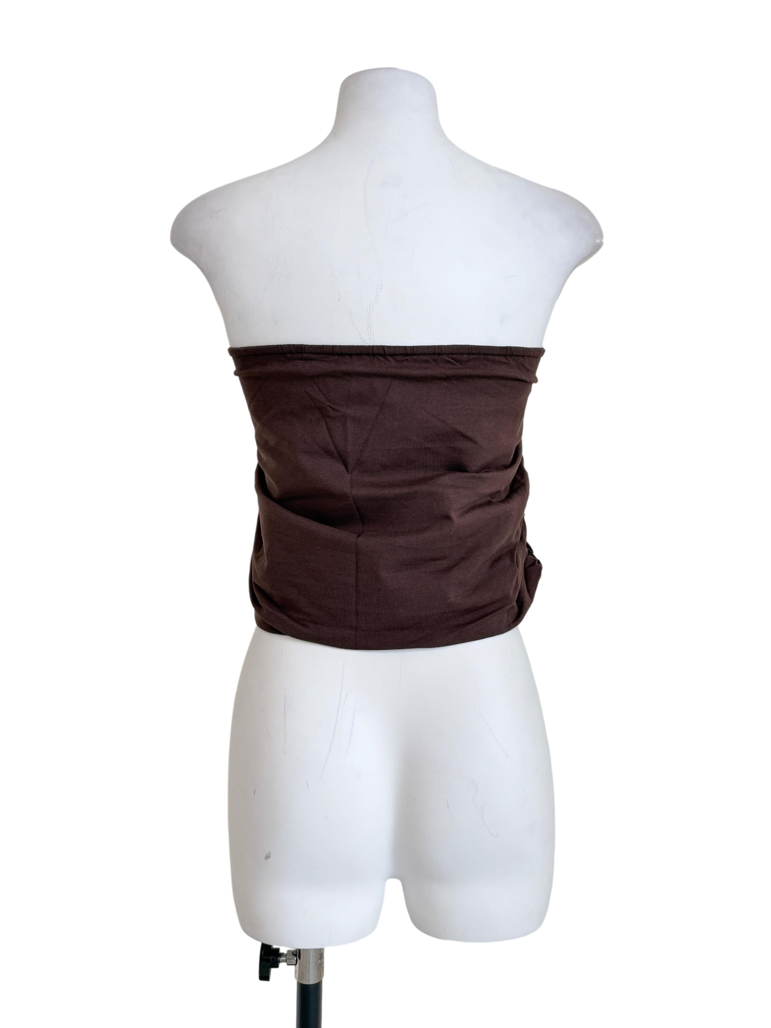 Brown Ines Ruched Tube Padded Top TTR