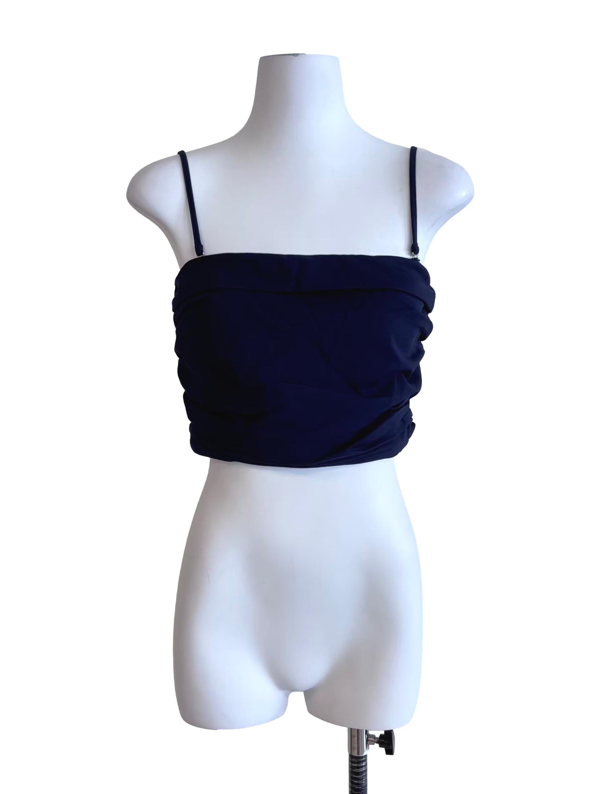 Dark Blue Spaghetti Strap Crop Top