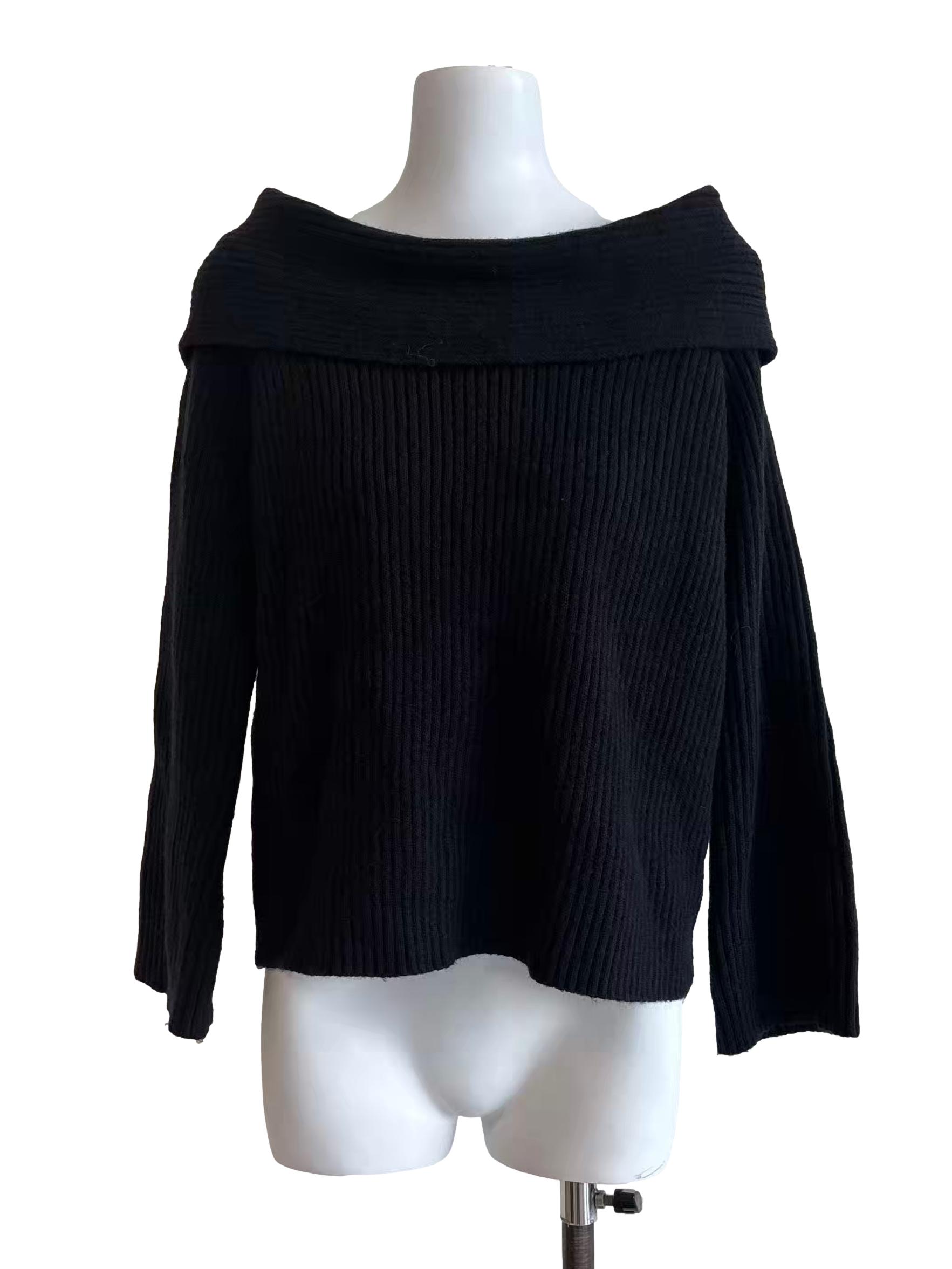 Soft Black Long Sleeve Knit Top