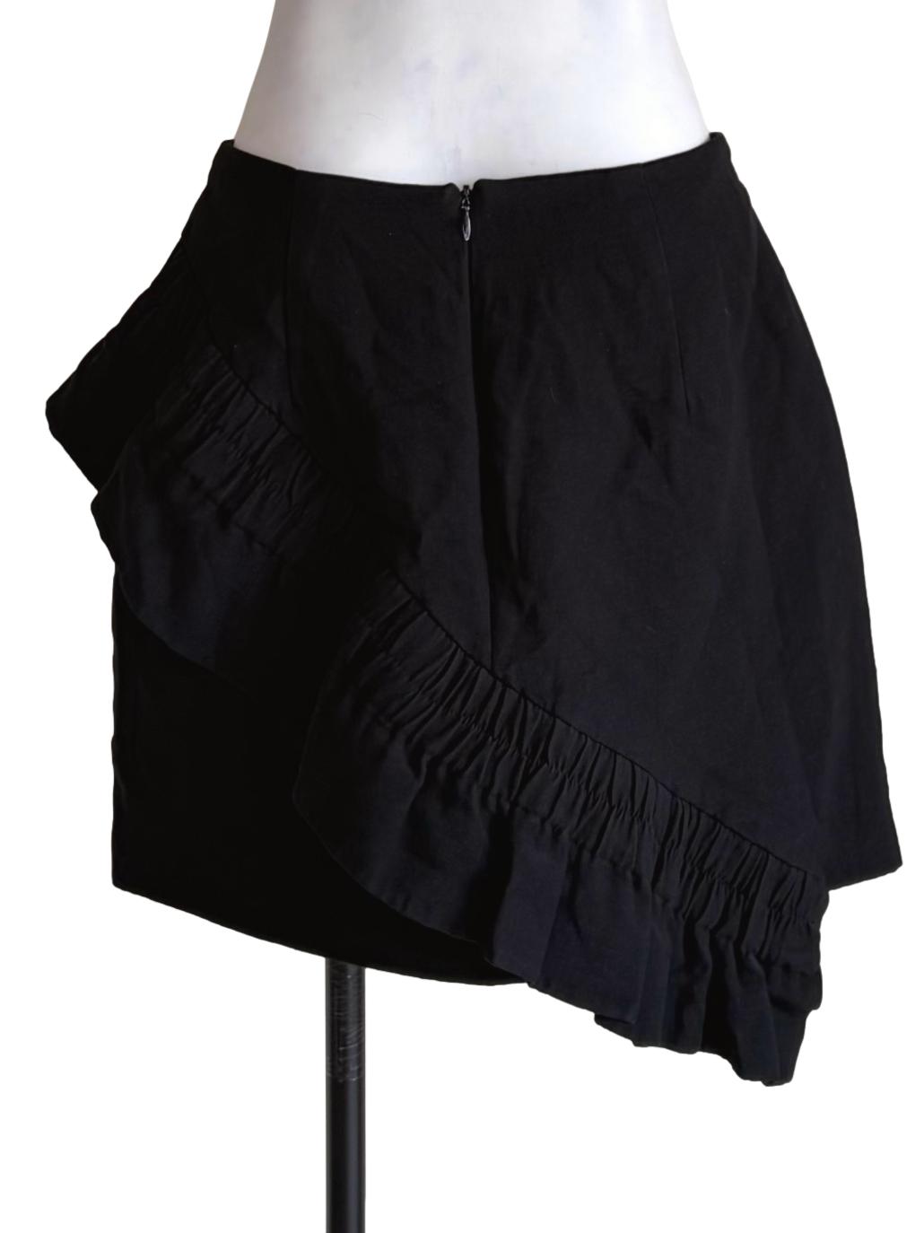 Crow Black Asymmetrical Flutter Design Skirt