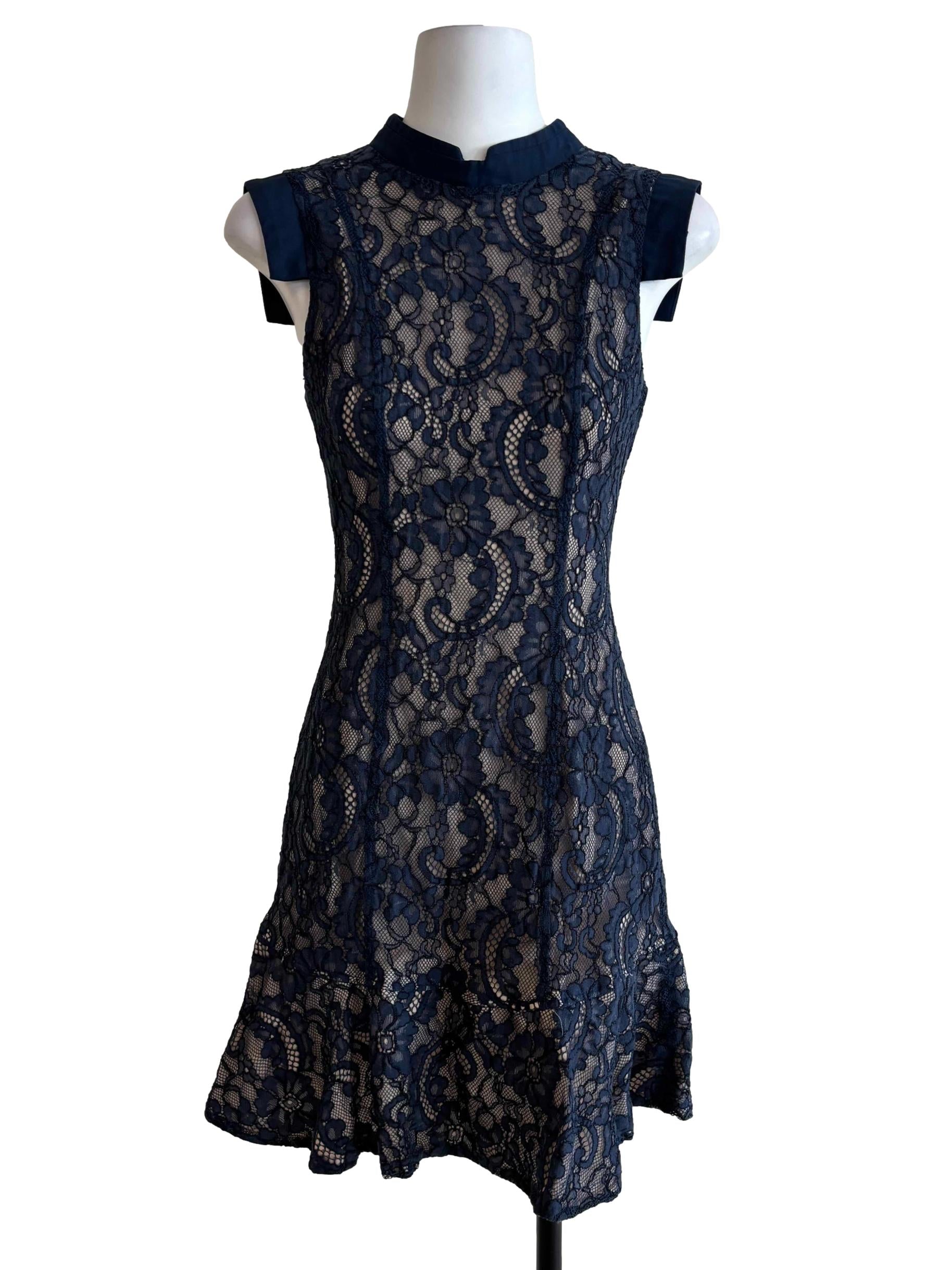 Midnight Blue Bodycon Lace Dress
