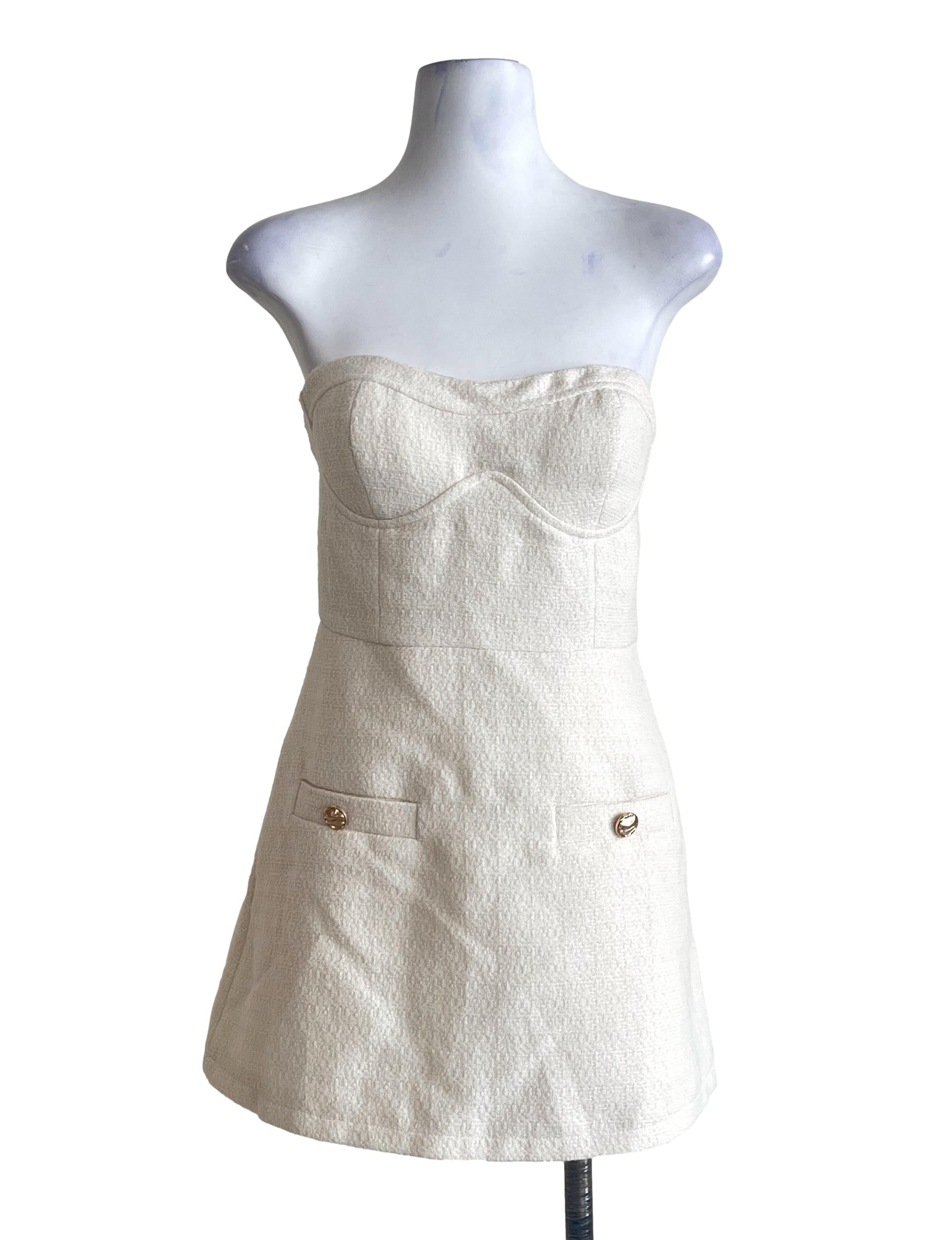 Creamy White Strapless Mini Dress