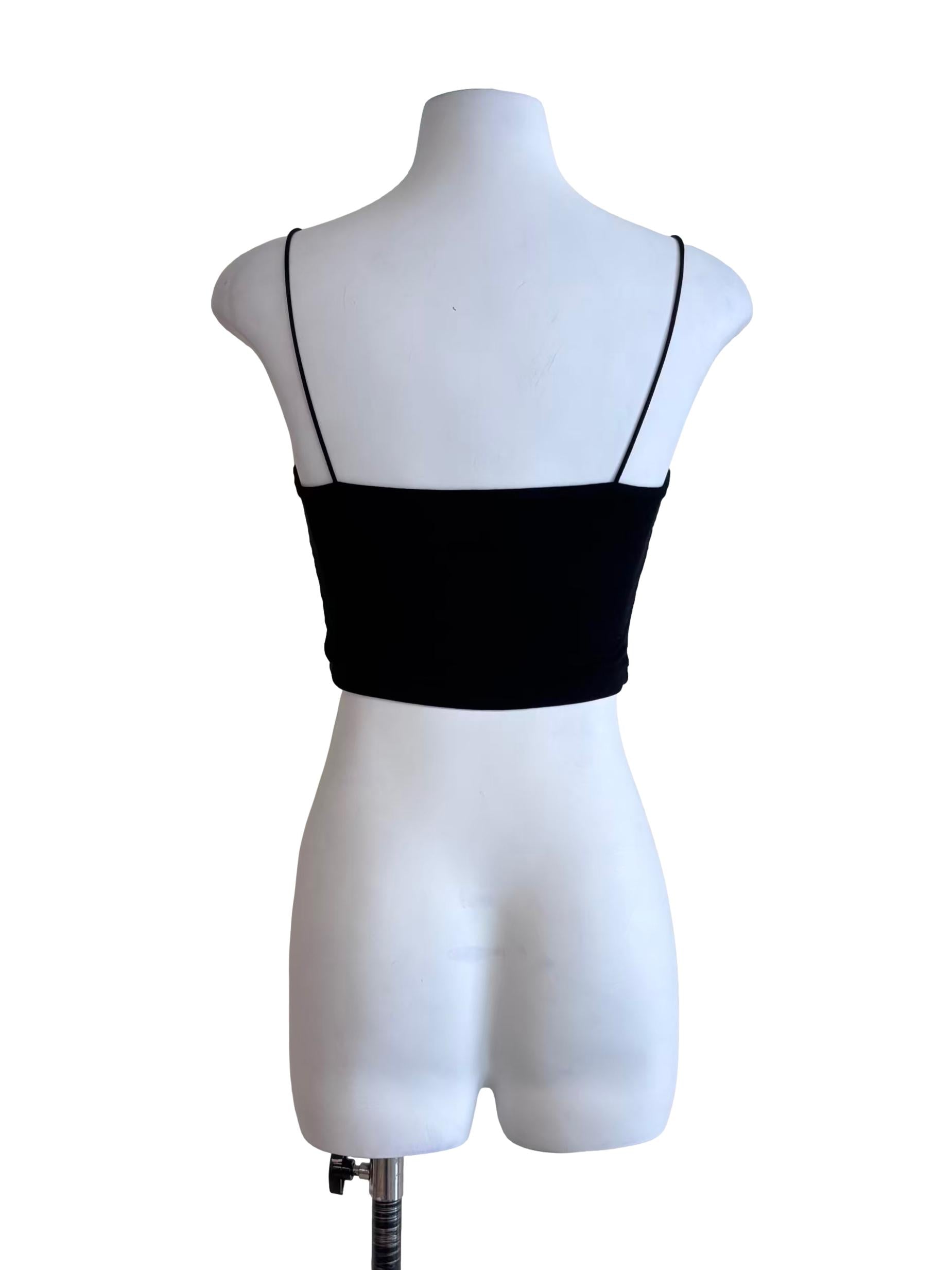 Black Fitted Spaghetti Strap Crop Top