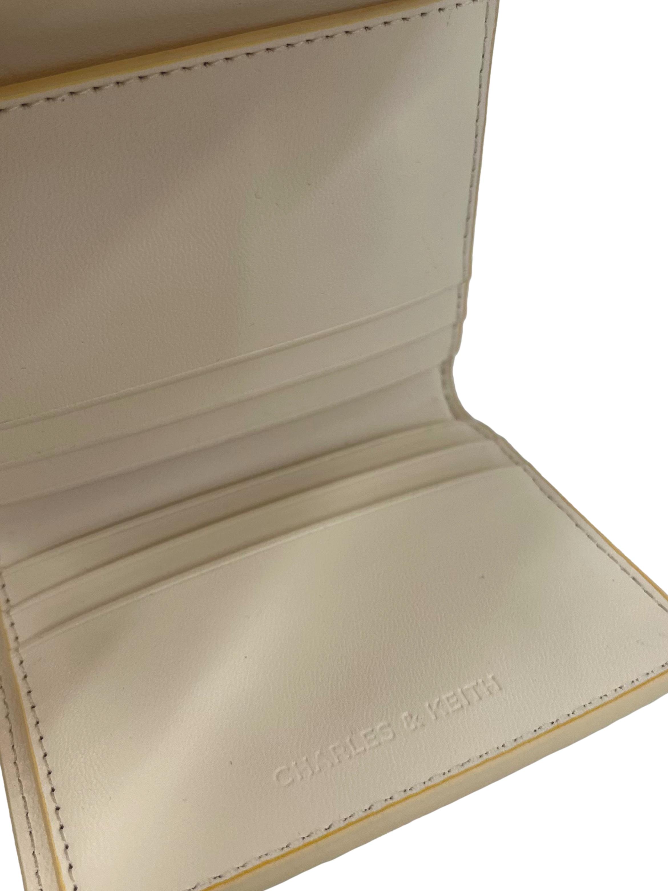 Light Beige Metallic Accent Short Wallet With Detachable Strap