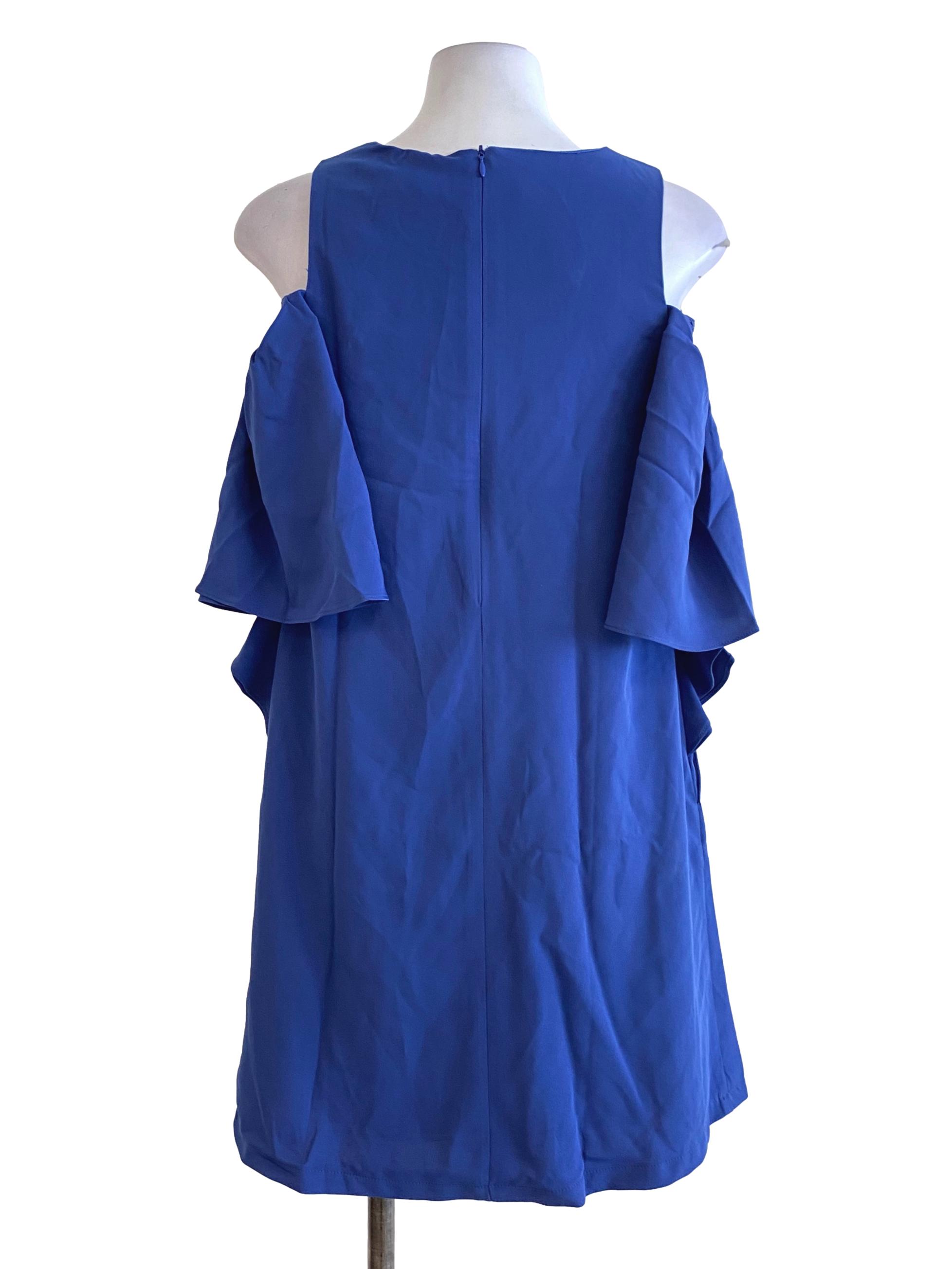 Royal Blue Ruffled Sleeves Shift Dress