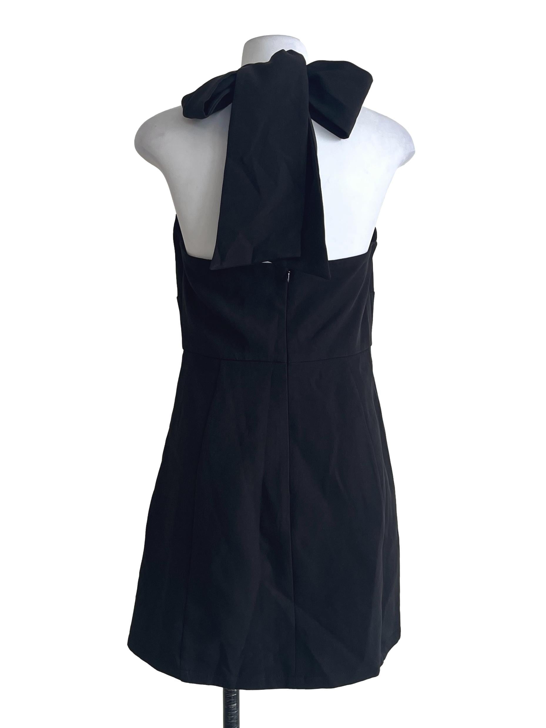 Pitch Black Halter Strap A-Line Dress
