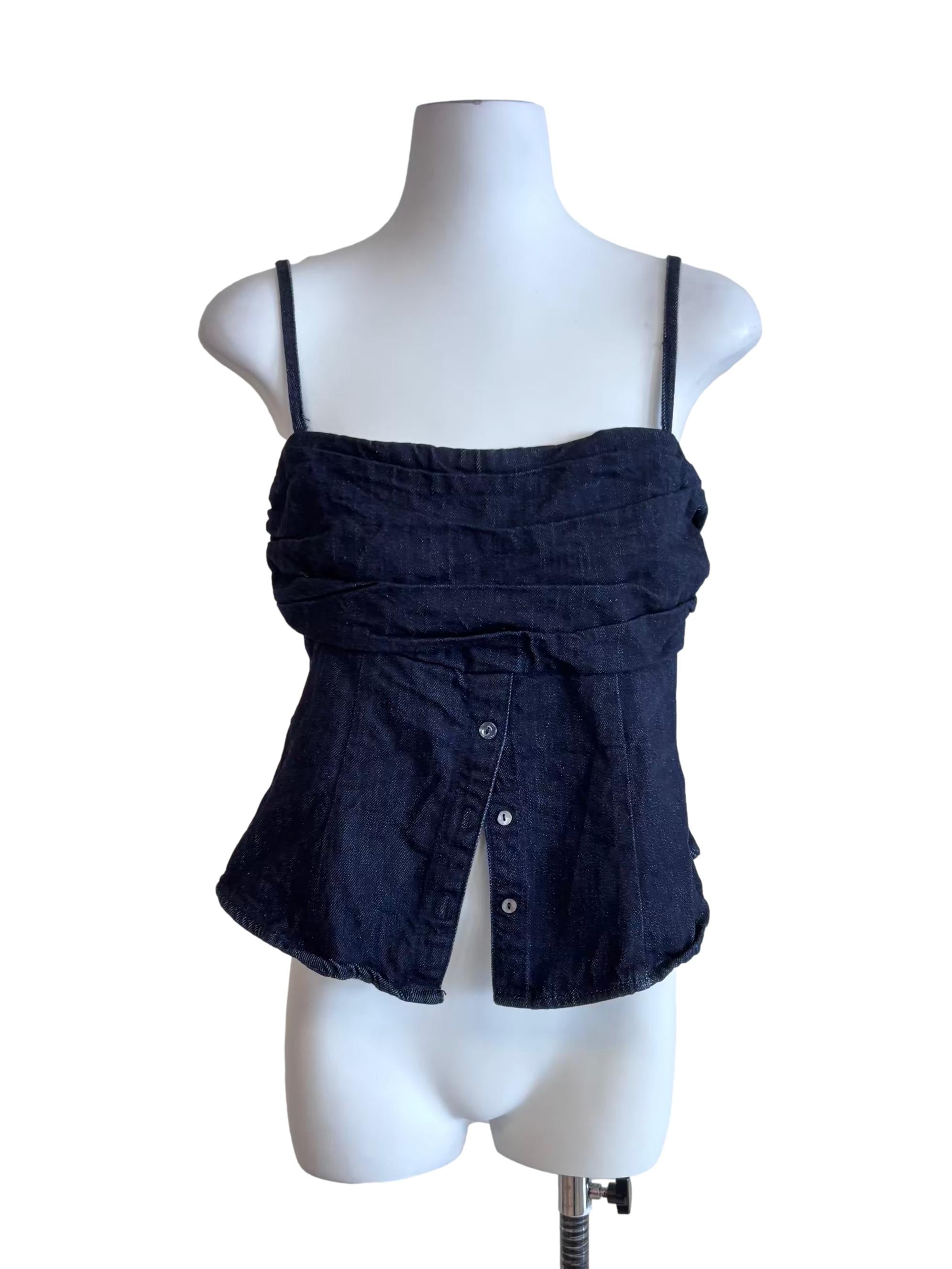 Dark Denim Blue Drape Cami Top
