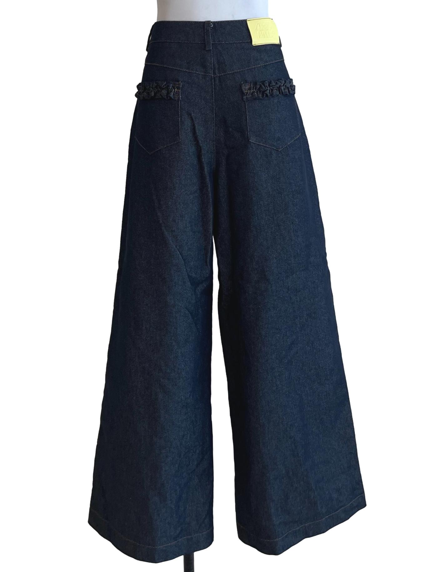 Blue Denim High-Waisted Straight Jeans