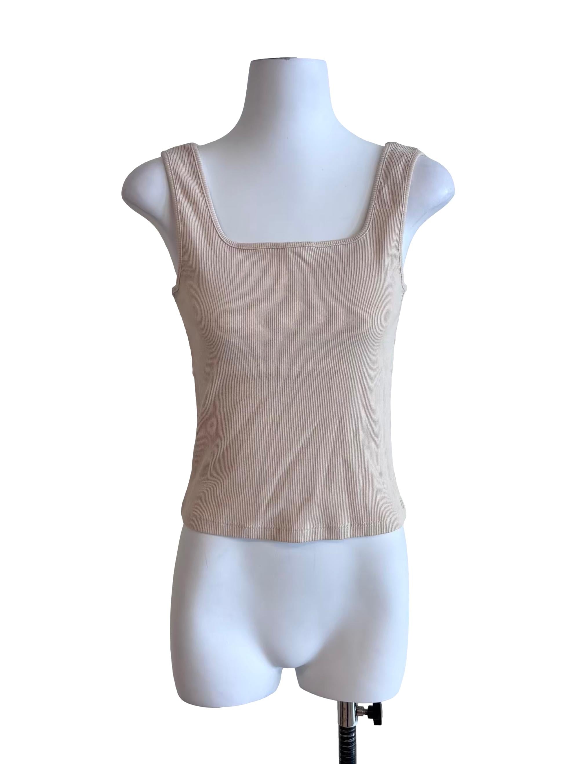 Nude Beige Knit Tank Top