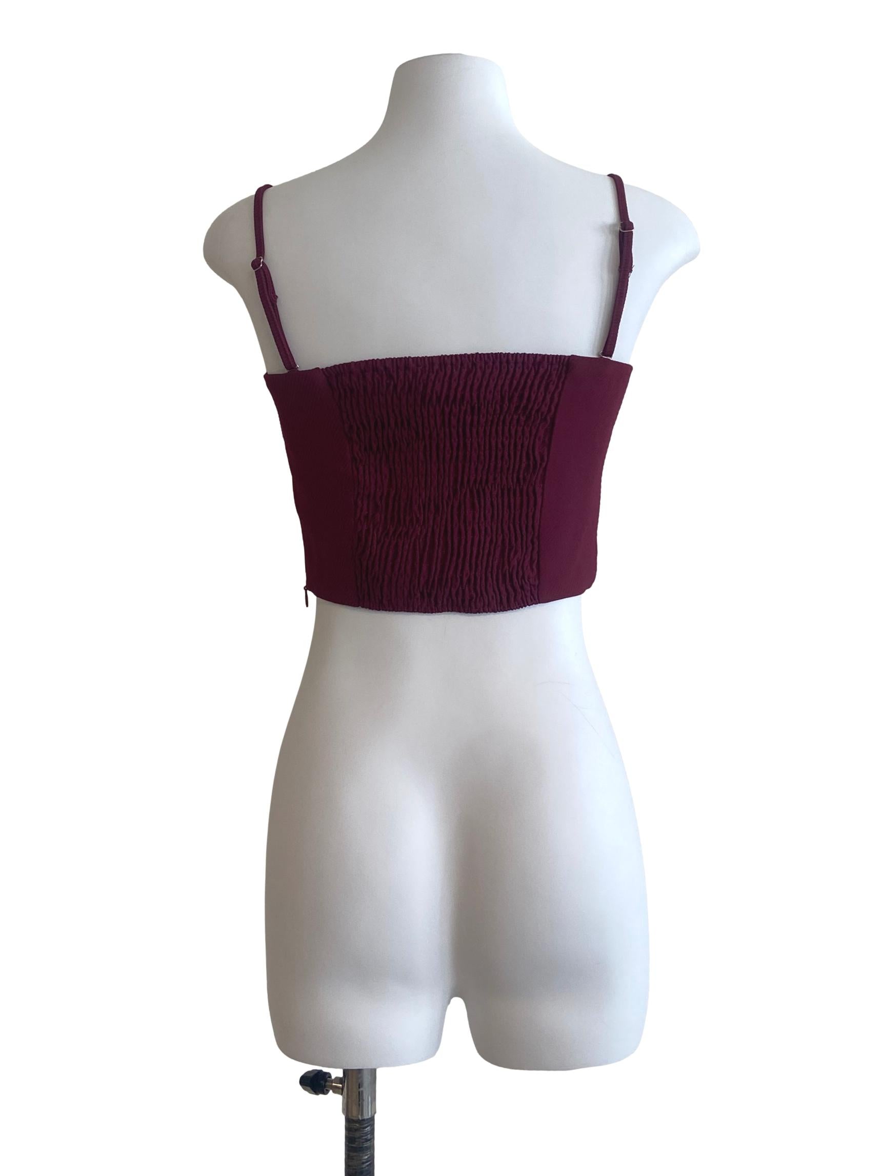 Lipstick Red Sleeveless Herringbone Crop Top
