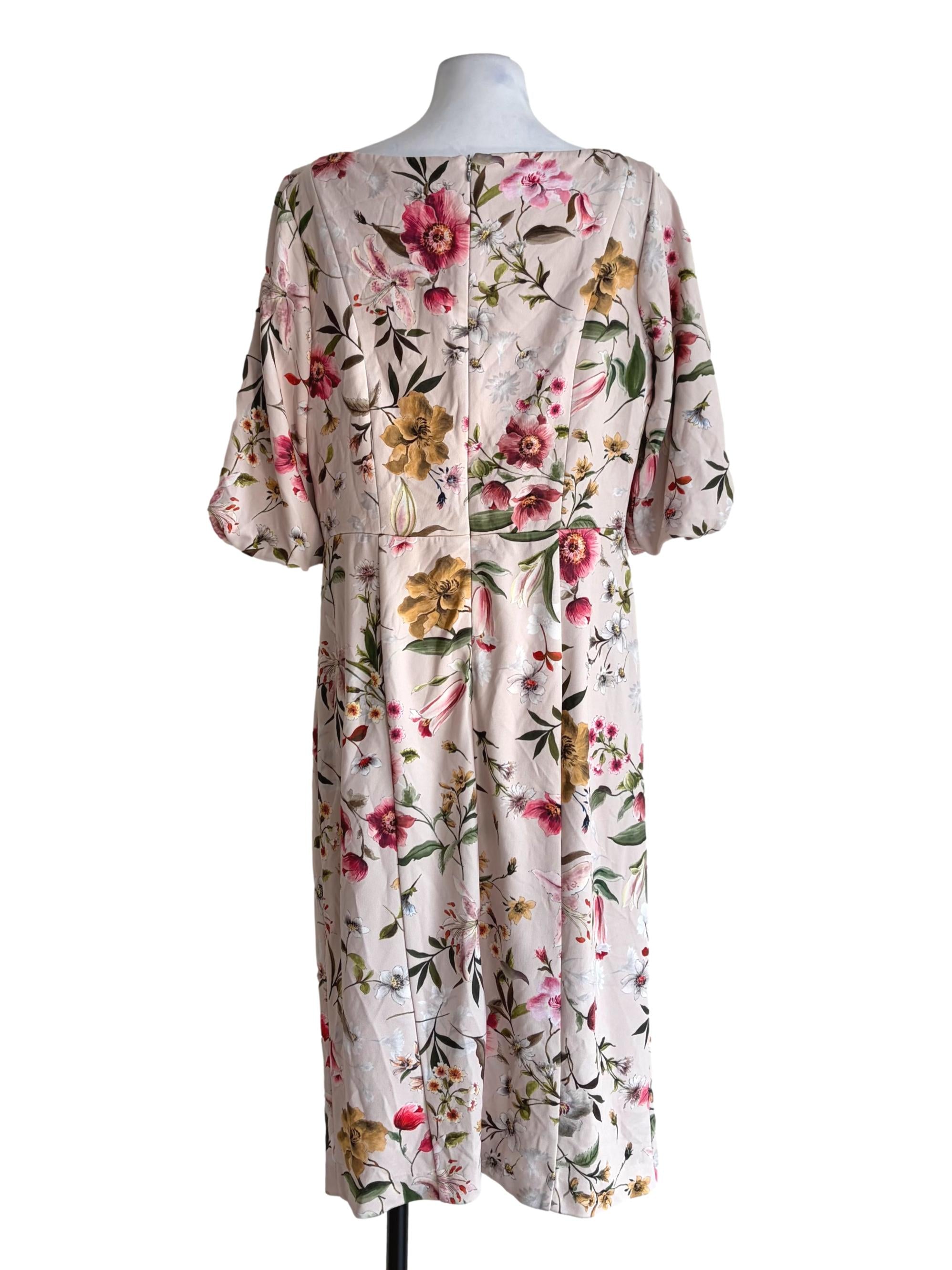 Mint Green Floral Print Long Sleeve A-Line Dress